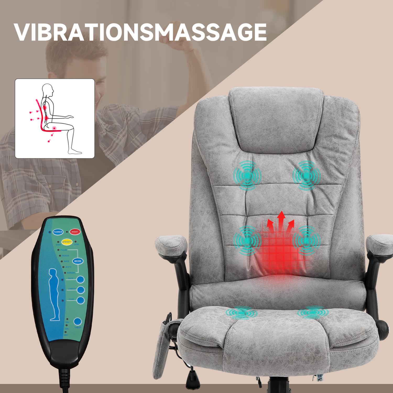 Ergonomisk kontorsstol med värme och massage, justerbar höjd