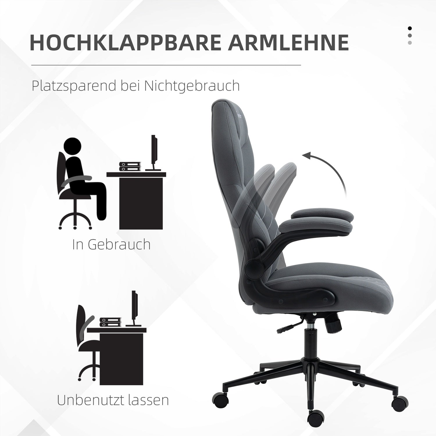 Ergonomisk kontorsstol, vridbar, justerbara armstöd