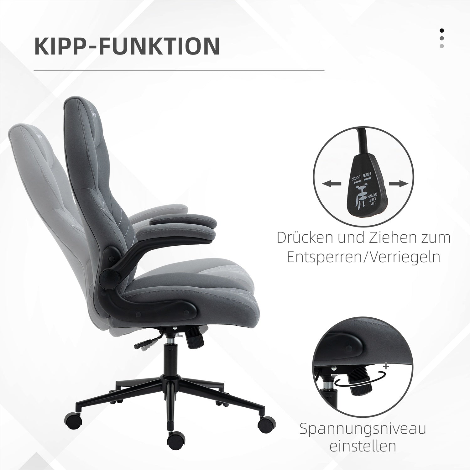 Ergonomisk kontorsstol, vridbar, justerbara armstöd