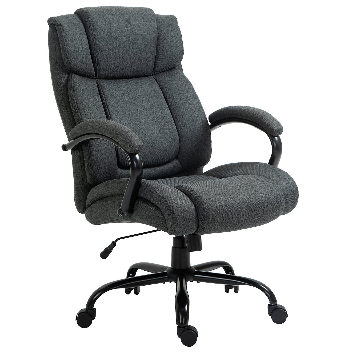 Ergonomisk kontorsstol, vridbar, vadderade armar, 220 kg kapacitet, grå