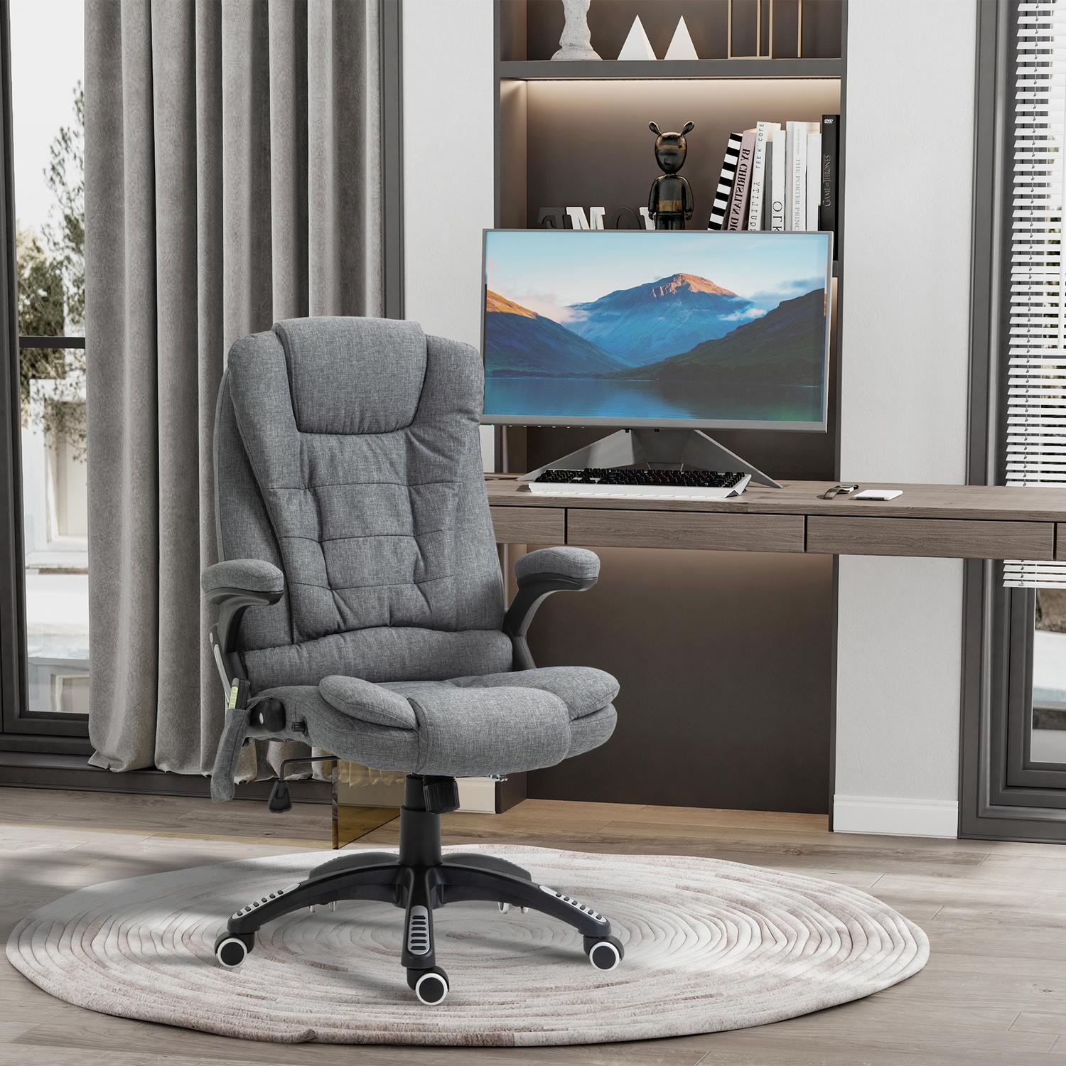 Ergonomisk massagestol, höjdjusterbar, grå, 67x74x116-126 cm