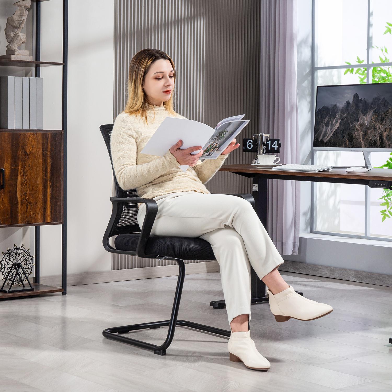 Ergonomisk nätstol, skum, metallben, svart
