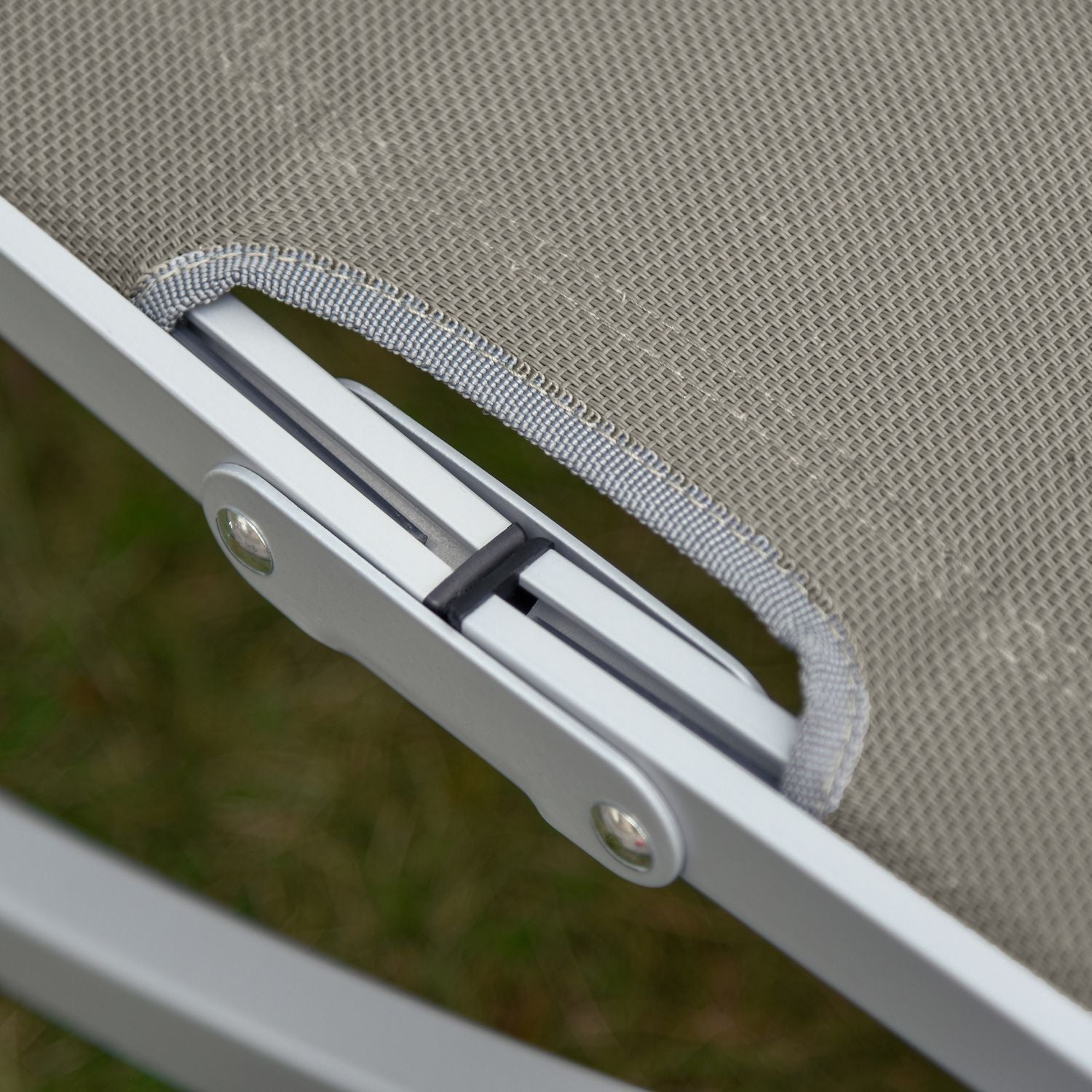 Ergonomisk solstolsset, aluminiumram, ljusgrå
