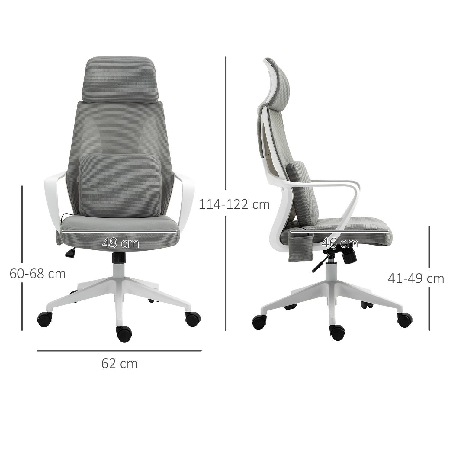 Ergonomisk spelstol med massage, vridbar, grå nylon