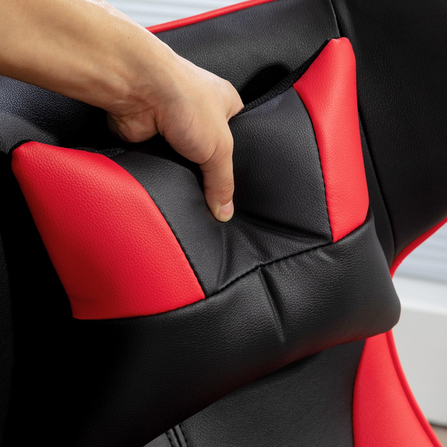 Ergonomisk spelstol med rocker, höjdjusterbar, svart/röd