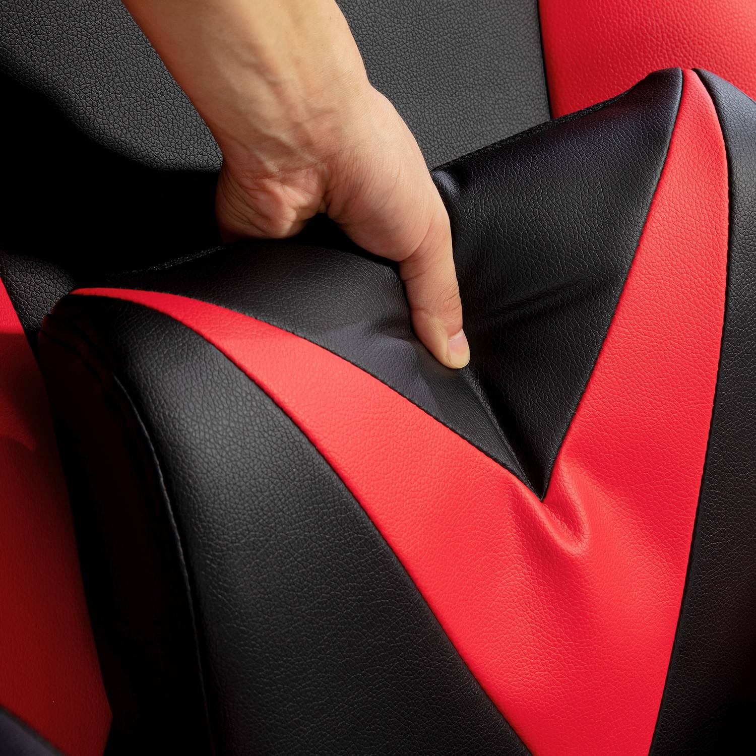 Ergonomisk spelstol med rocker, höjdjusterbar, svart/röd