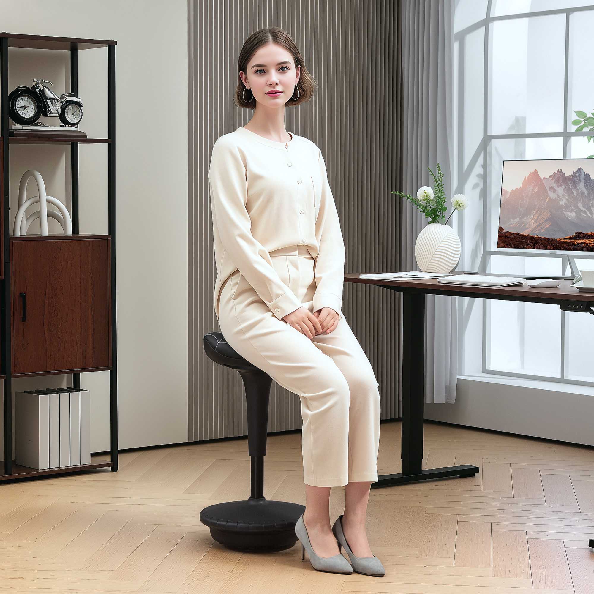 Ergonomisk ståpall med justerbar höjd, svart