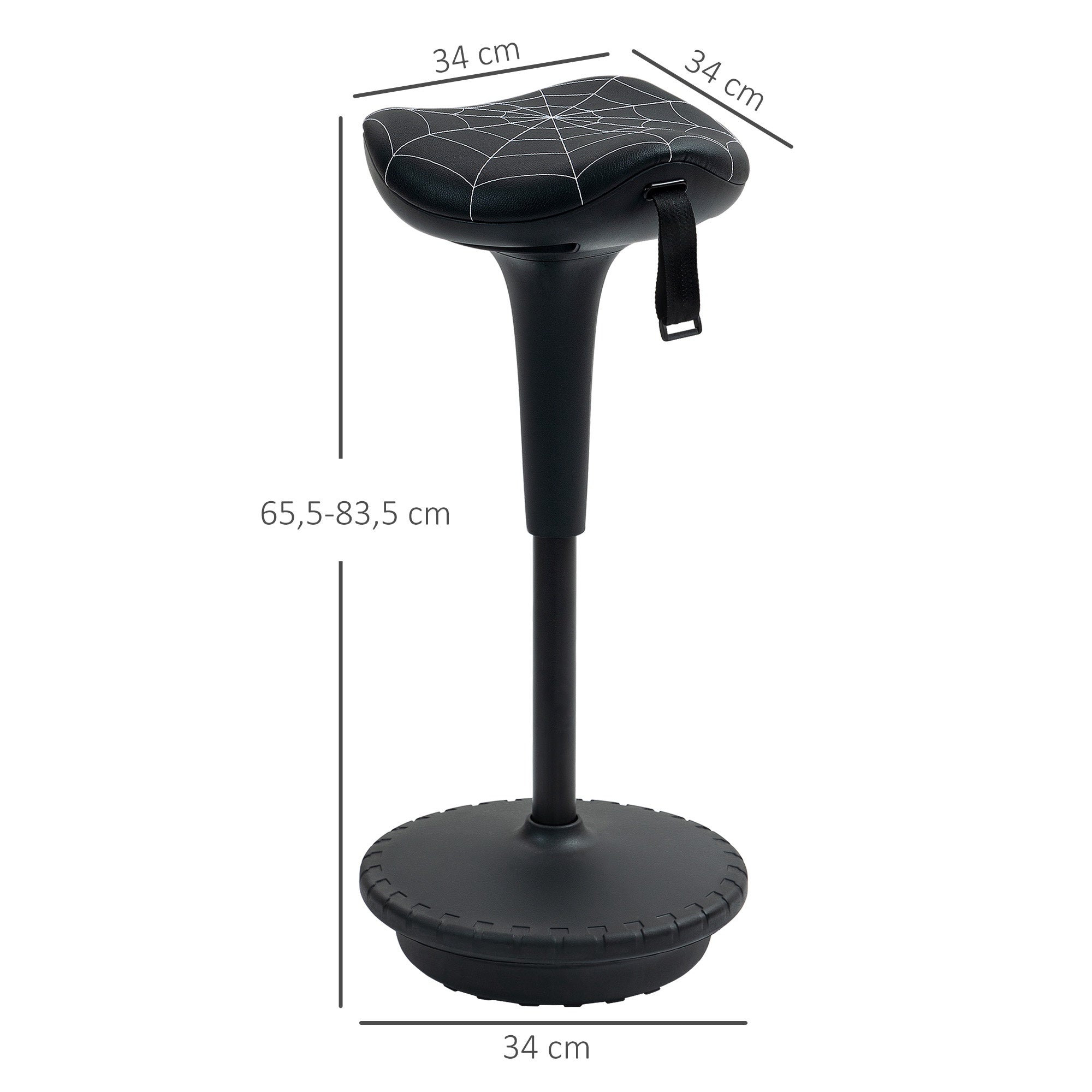 Ergonomisk ståpall med justerbar höjd, svart