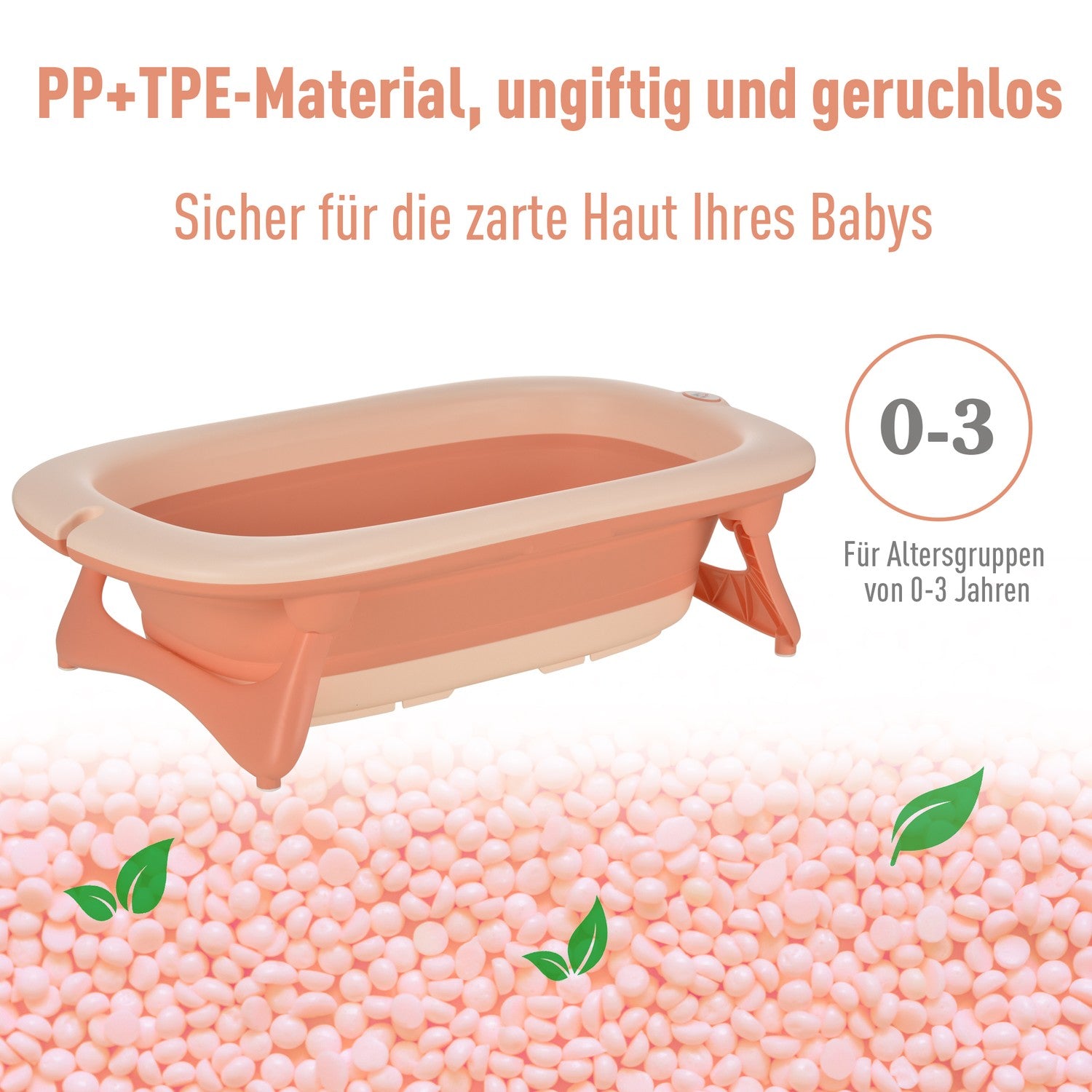 Ergonomiskt hopfällbart babybadkar, rosa plast, 84,5 cm