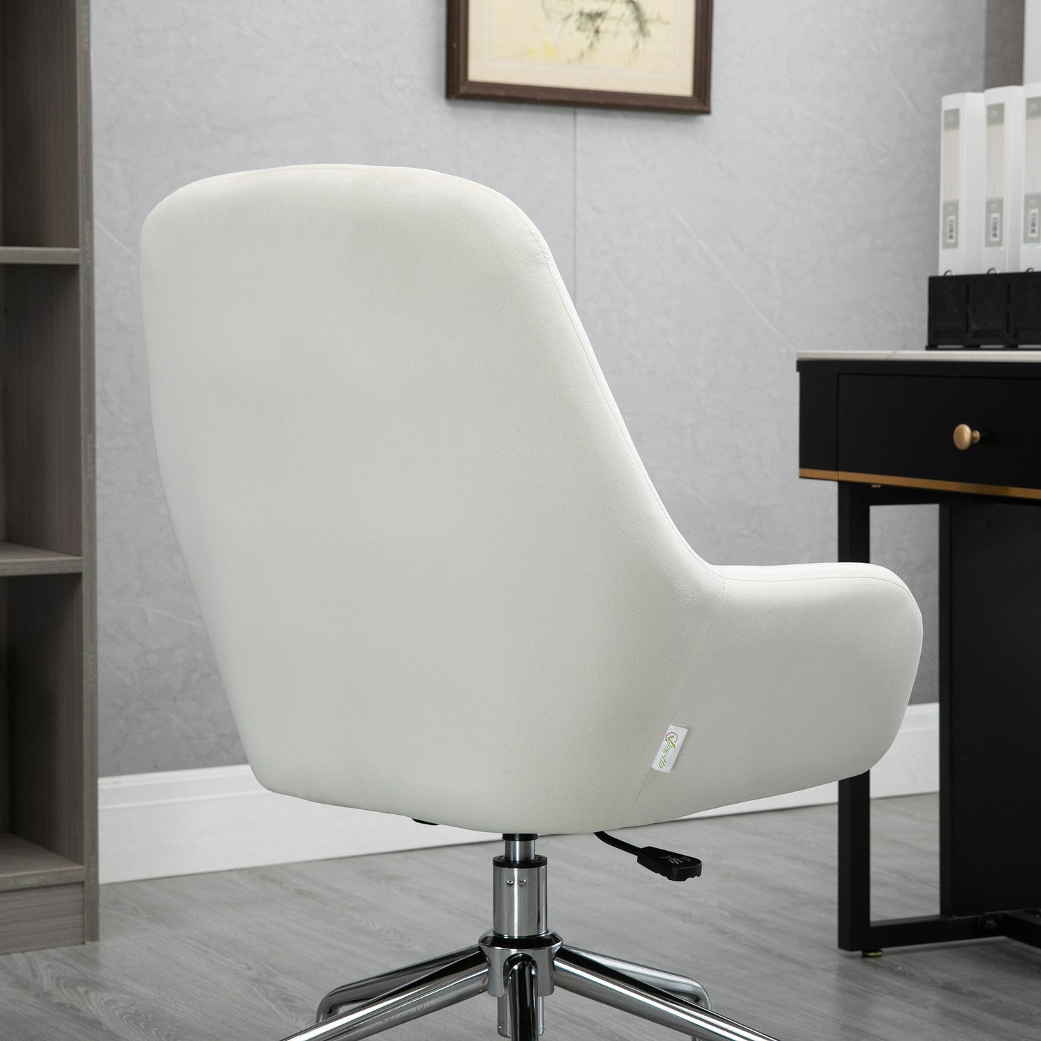 Ergonomisk vridbar kontorsstol, justerbar höjd, sammetskräm