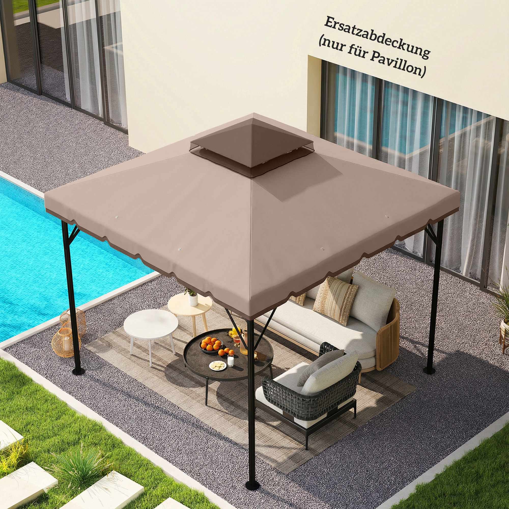 Ersättningstak för 3x3m paviljong, UPF 30+ polyester