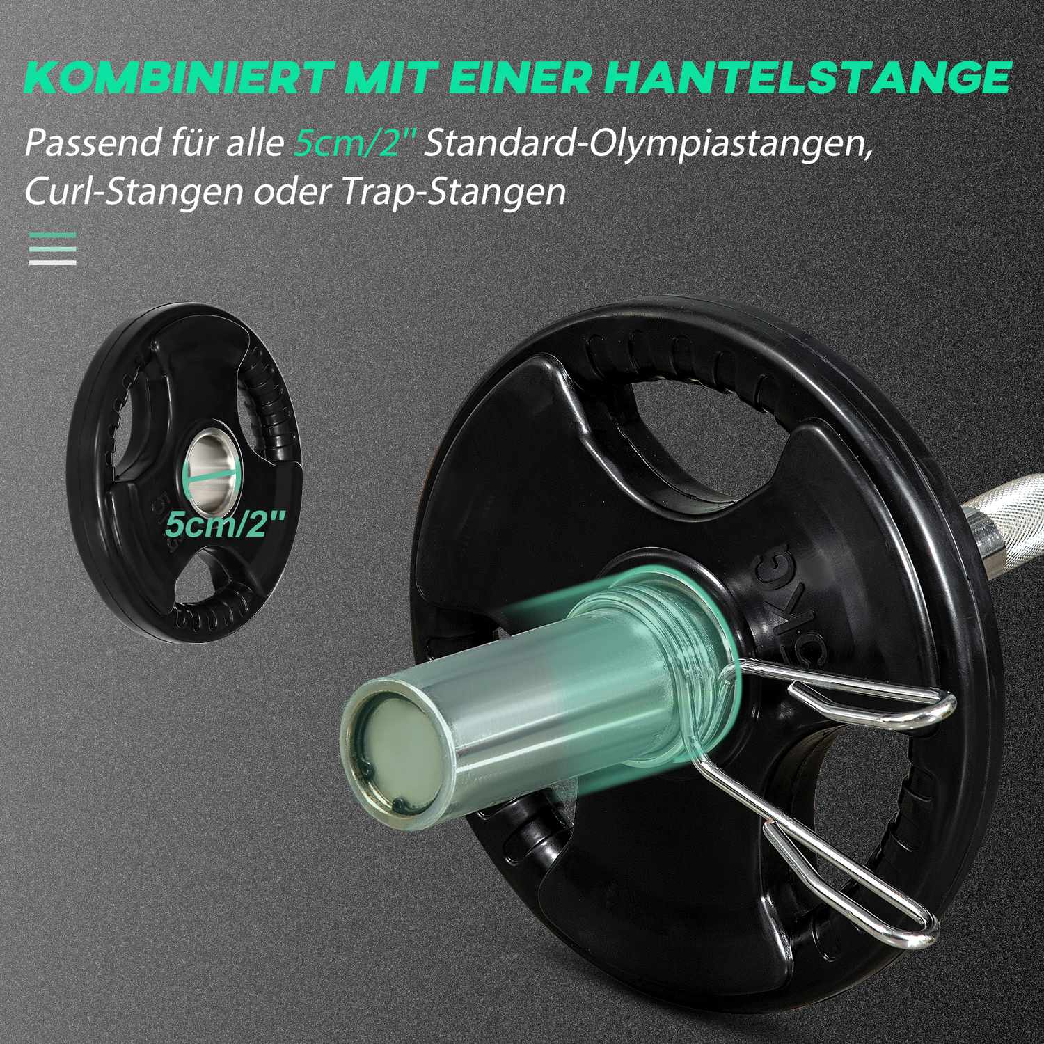 Ett par 5 kg gummi Olympic Tri-Grip viktskivor