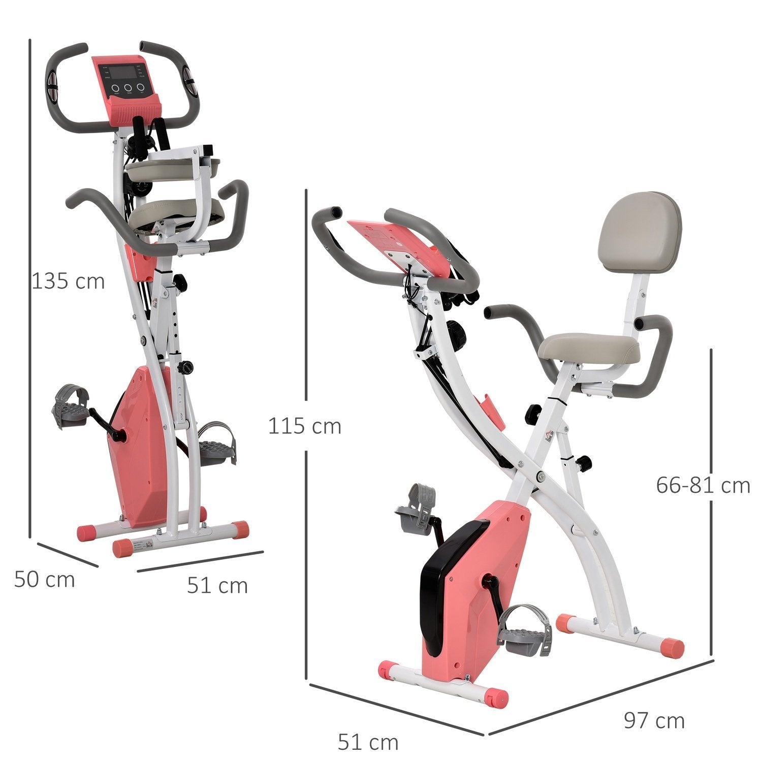 Treningssykkel X-Bike 2-i-1 sykkeltrener LCD-skjerm sammenleggbar hjemmetrener treningshjul med 8 nivåer justerbar magnetisk motstand