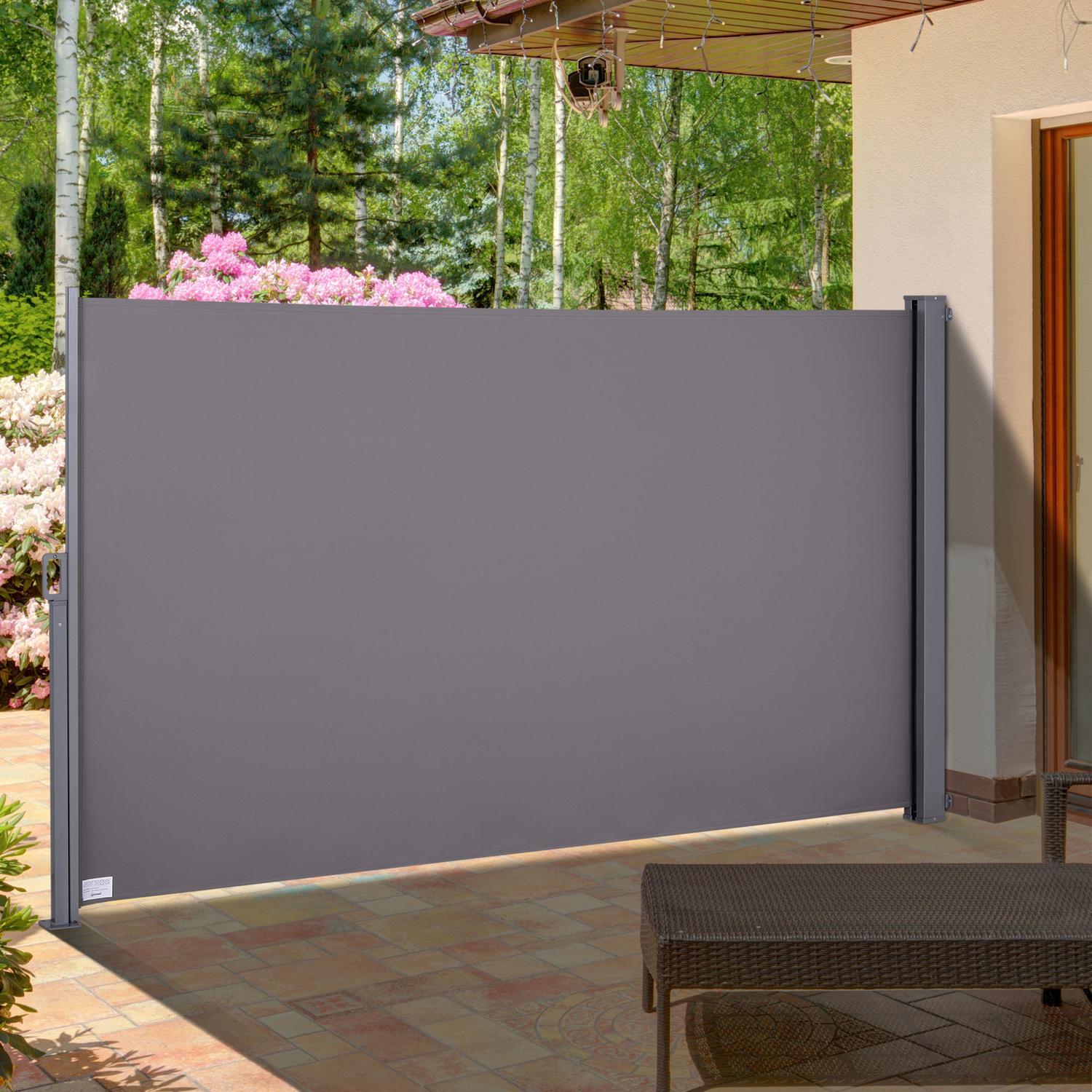 Sidemarkise Privacy Screen Solbeskyttelse Side Rullegardin Privacy Screen Polyester Grå 300X200Cm