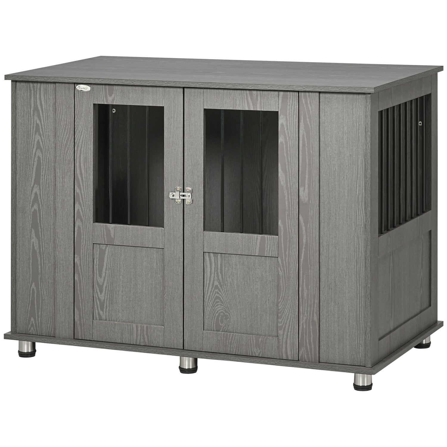 Extra stor inomhus hundkennel med lås – Grå, 116 x 60 x 87 cm