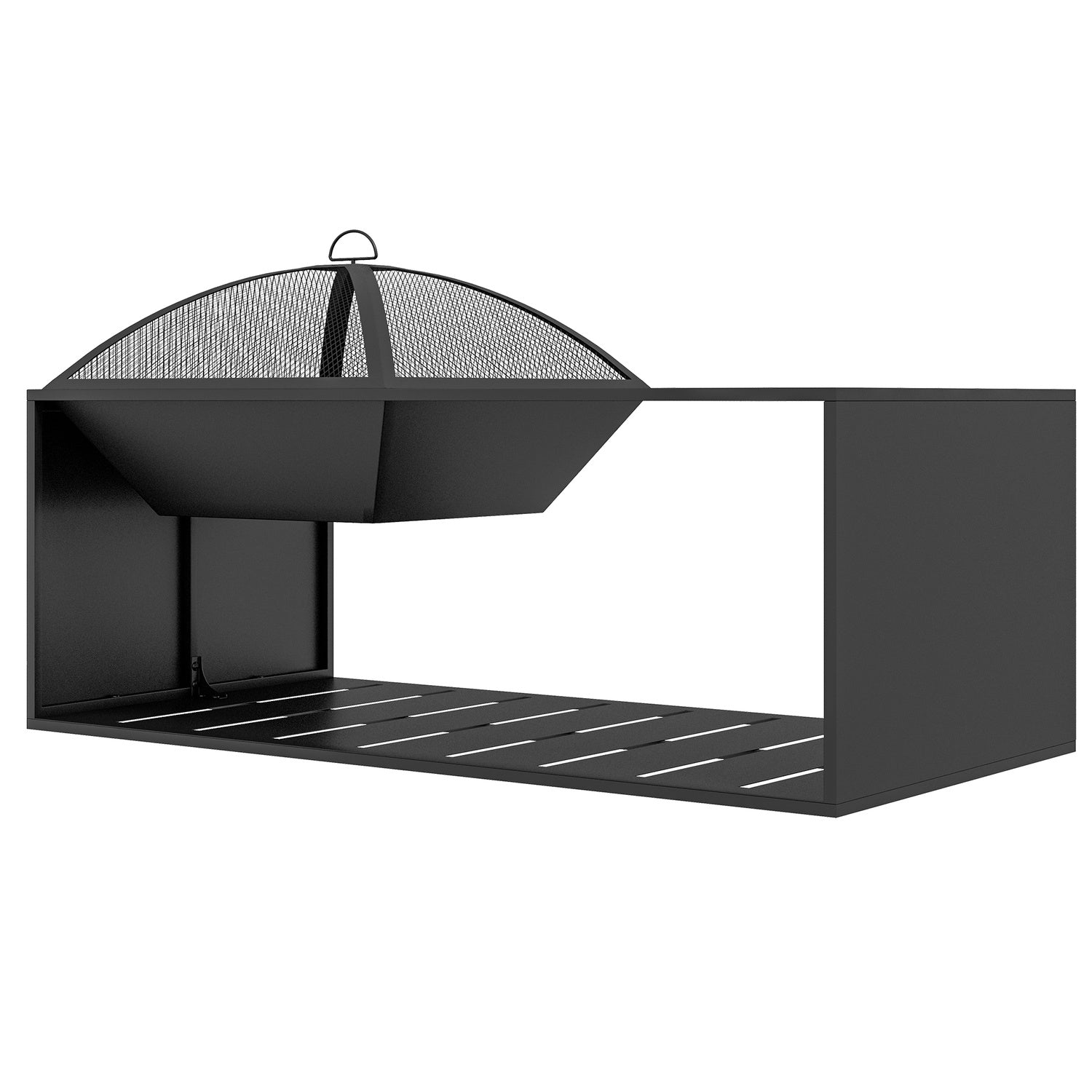 Fire Bowl & Spark Grille med poker, metall, svart