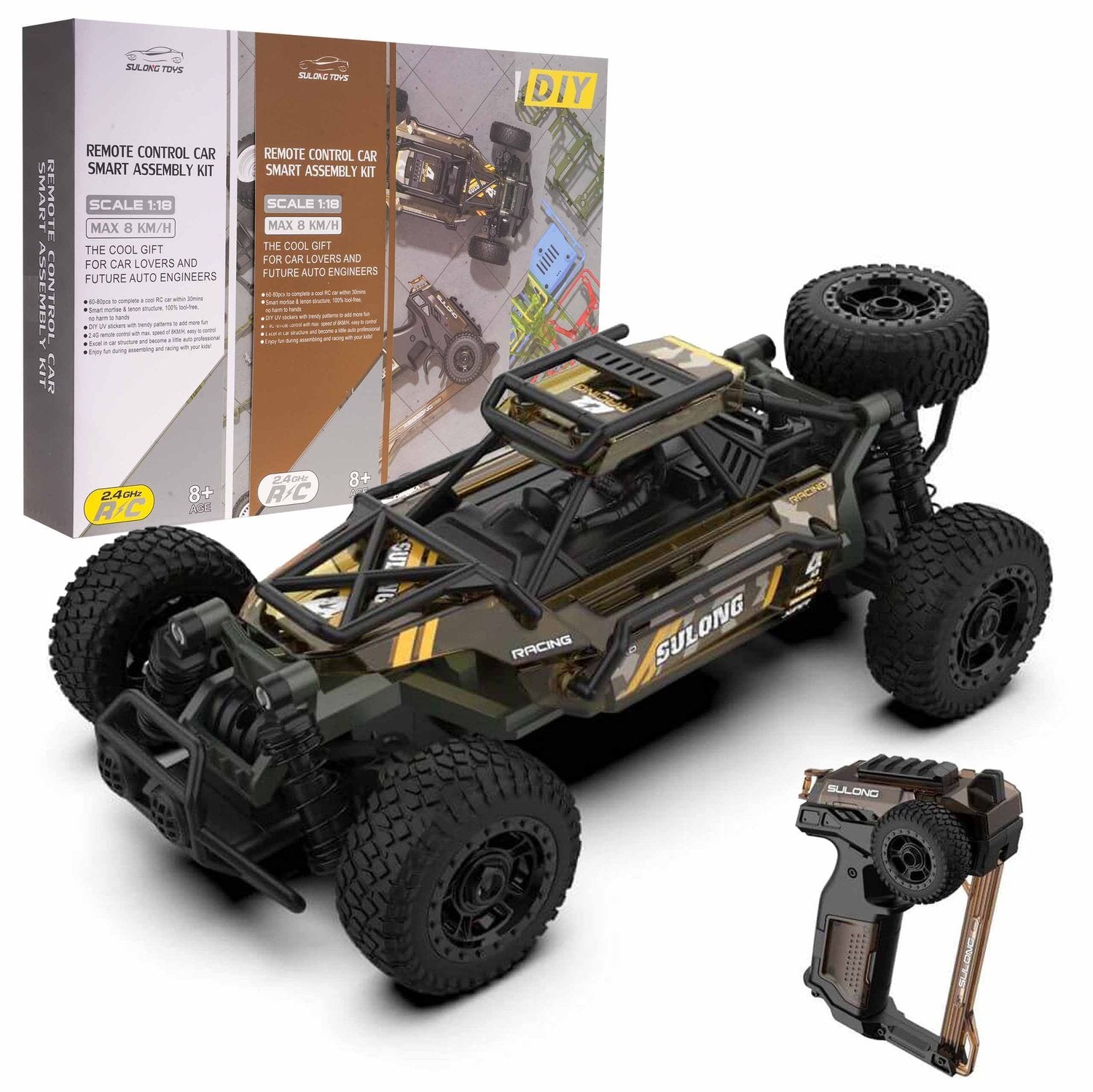 Fjärrkontroll 1:18 Crawler Kit med 2,4GHz och gummidäck