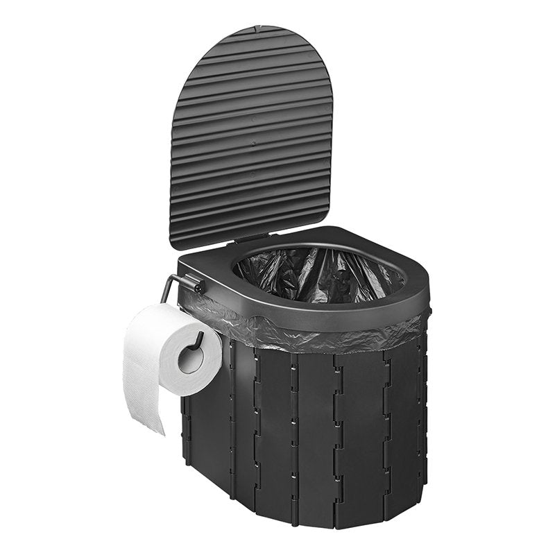 Fällbar campingtoalett med lock