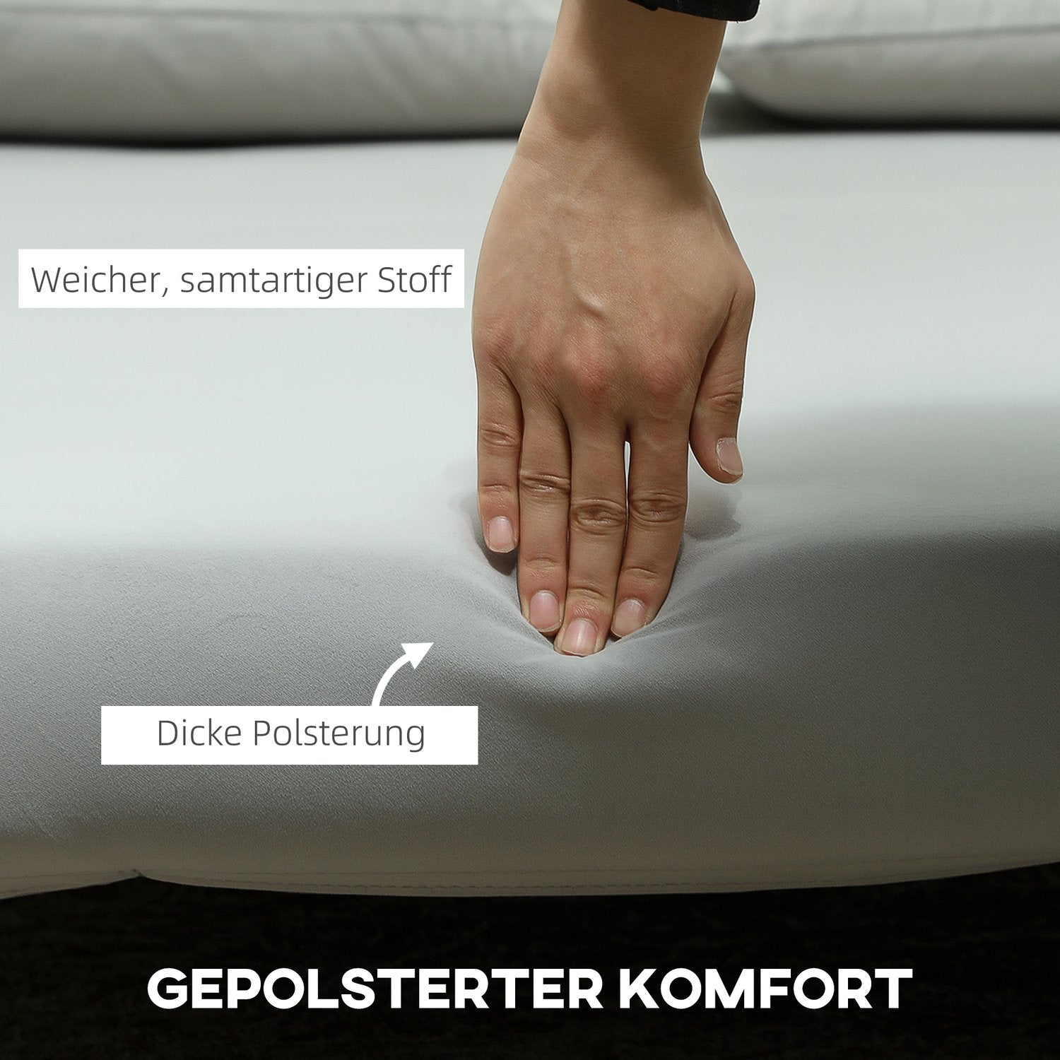 Fällbar sammetsstolsäng, justerbar, 250 kg kapacitet, grå