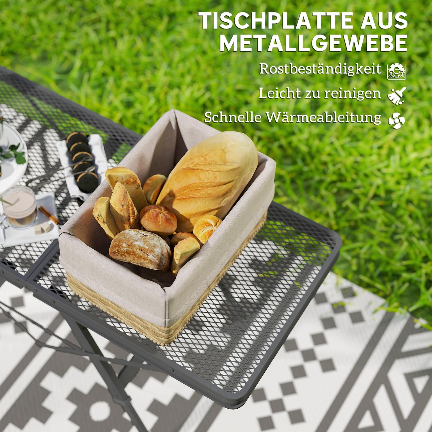 Fällbart campingbord i aluminium – Justerbart i höjdled, 90x40,5 cm