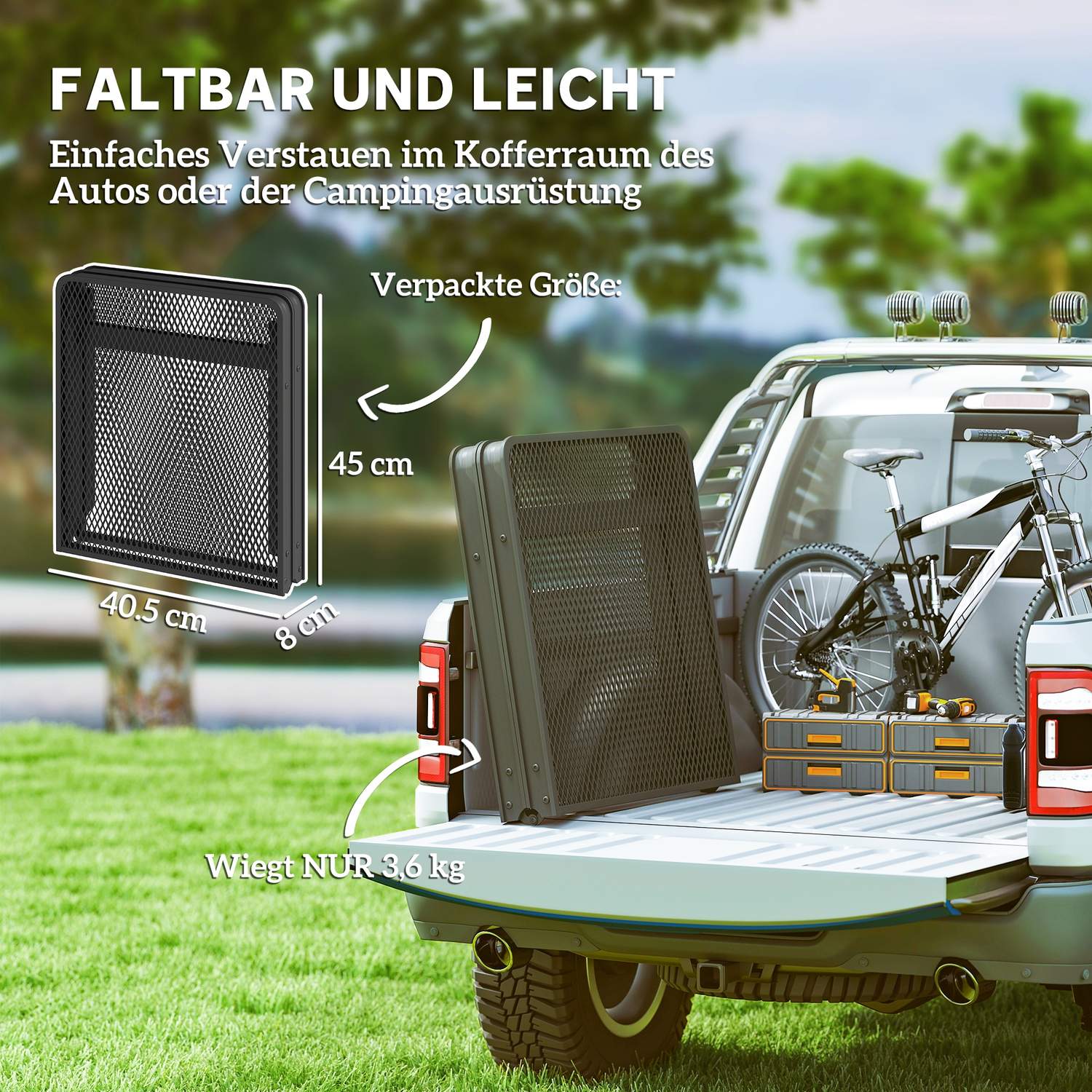 Fällbart campingbord i aluminium – Justerbart i höjdled, 90x40,5 cm