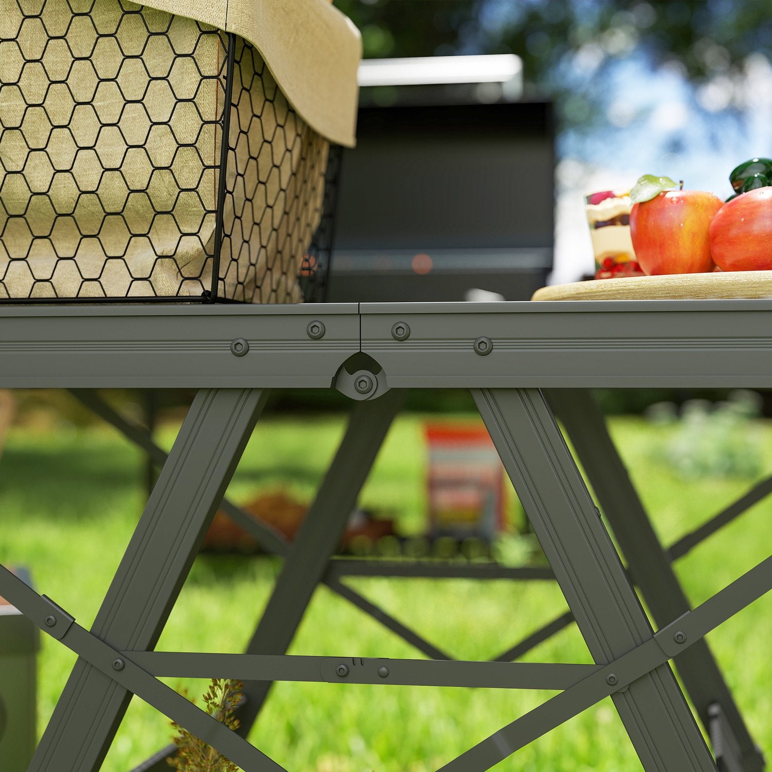 Fällbart campingbord i aluminium – Justerbart i höjdled, 90x40,5 cm