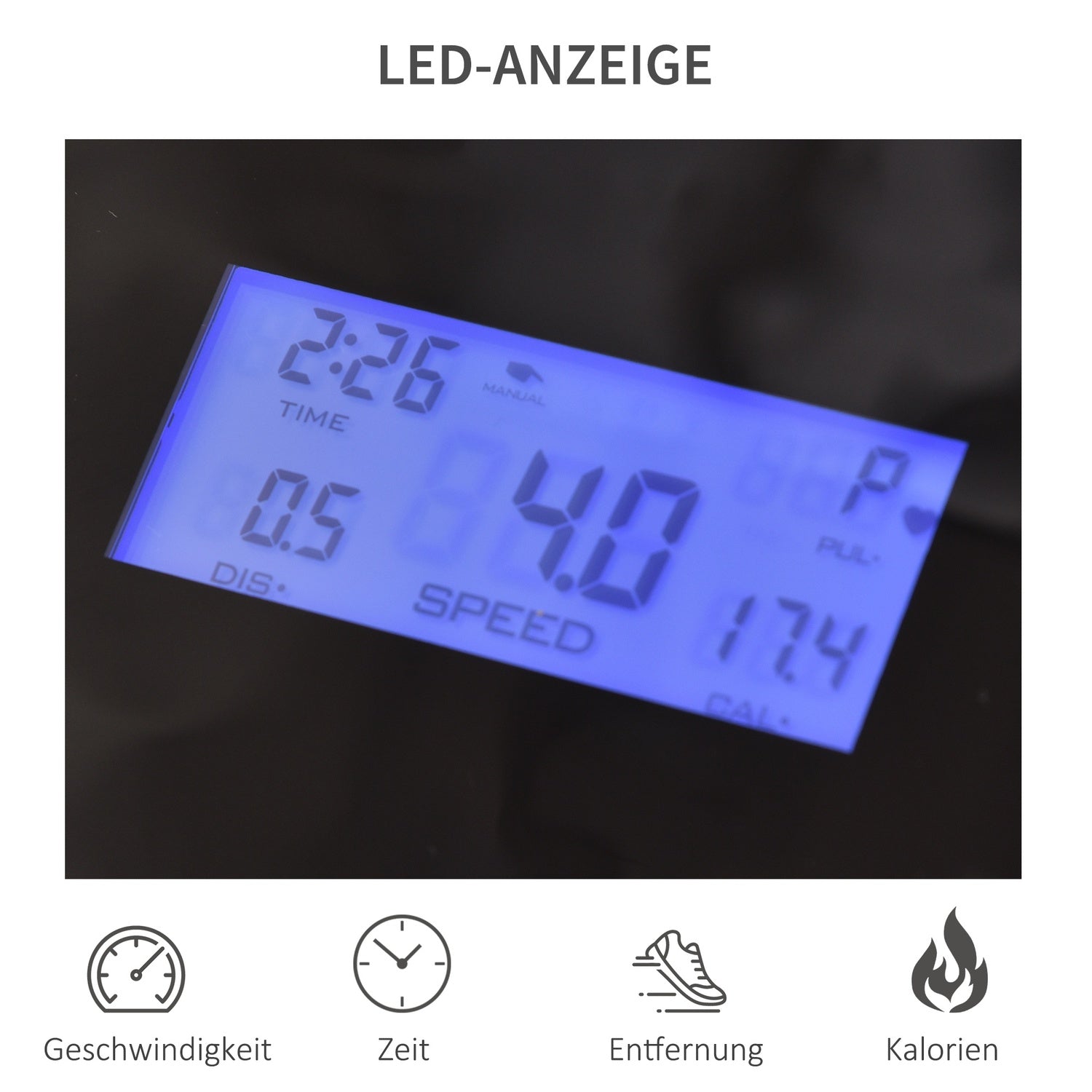 Fällbart elektriskt löpband 500W med LED Display & Hållare