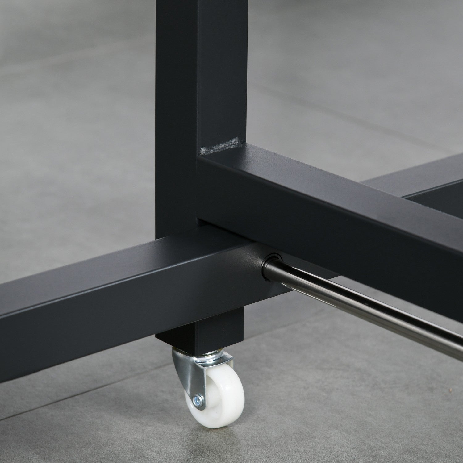 Fällbart matbord i metall m/ hjul, 118x70x76,5cm, Brun