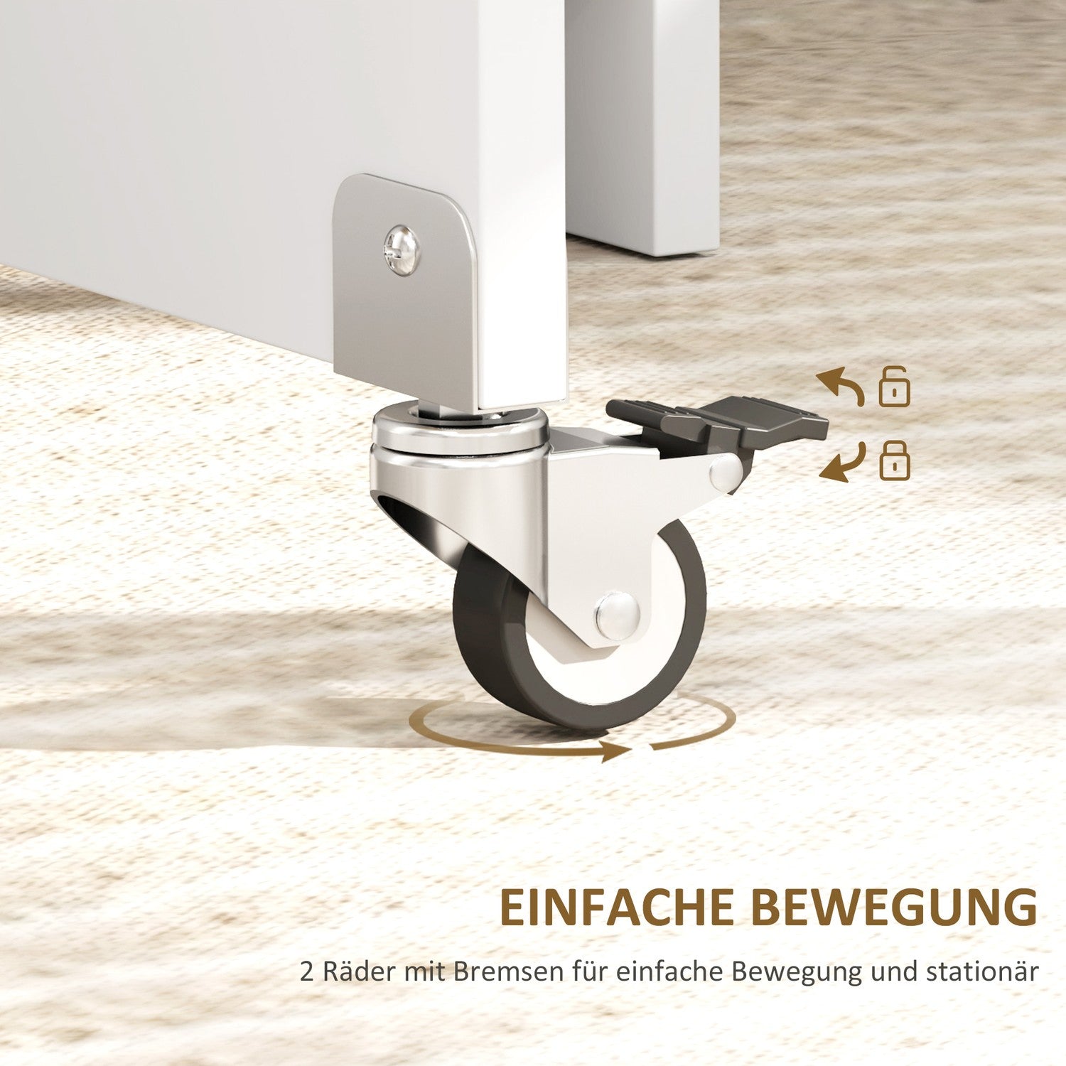 Fällbart matbord med hyllor och låda, Vit