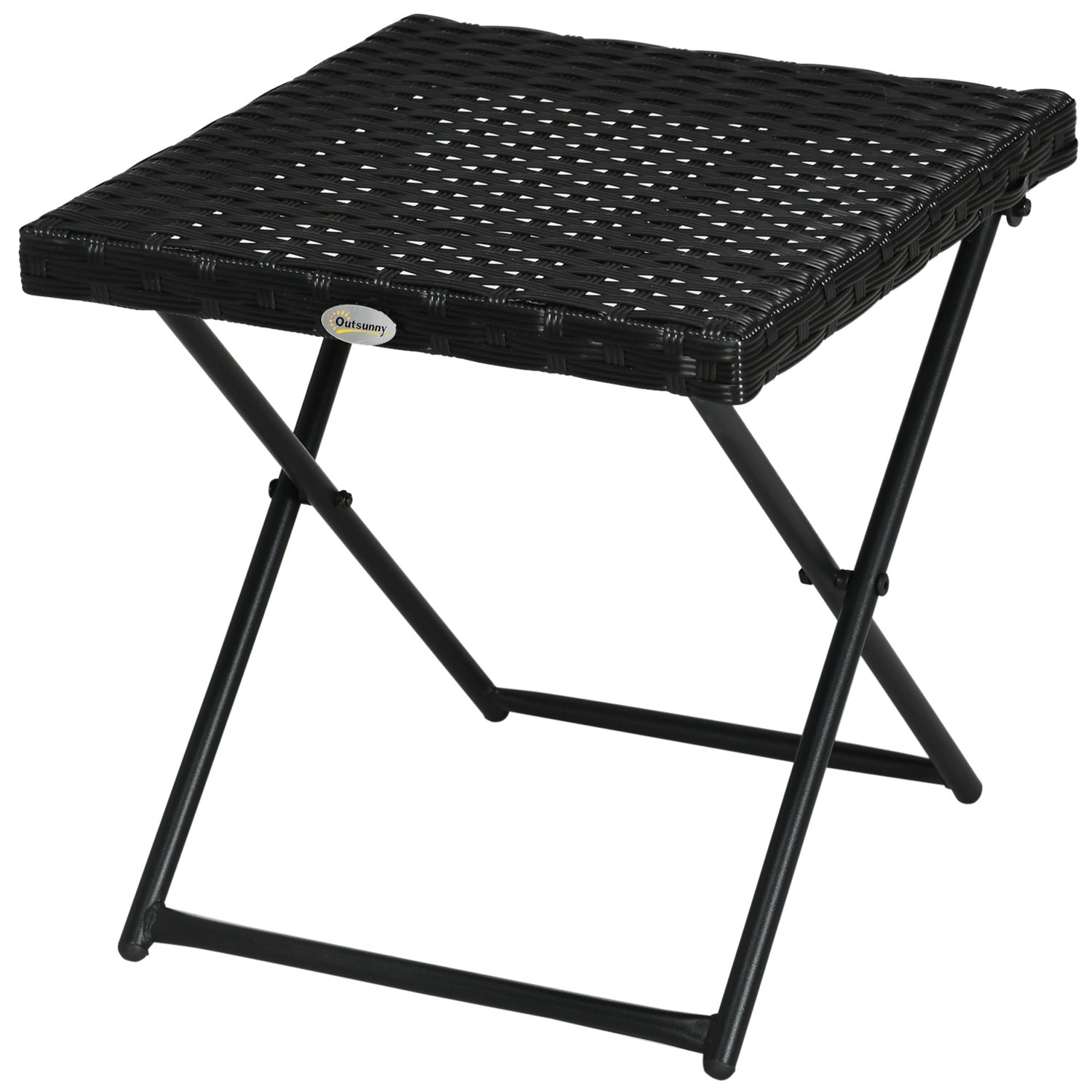 Fällbart sidobord i polyrattan – Svart, 40 x 40 cm