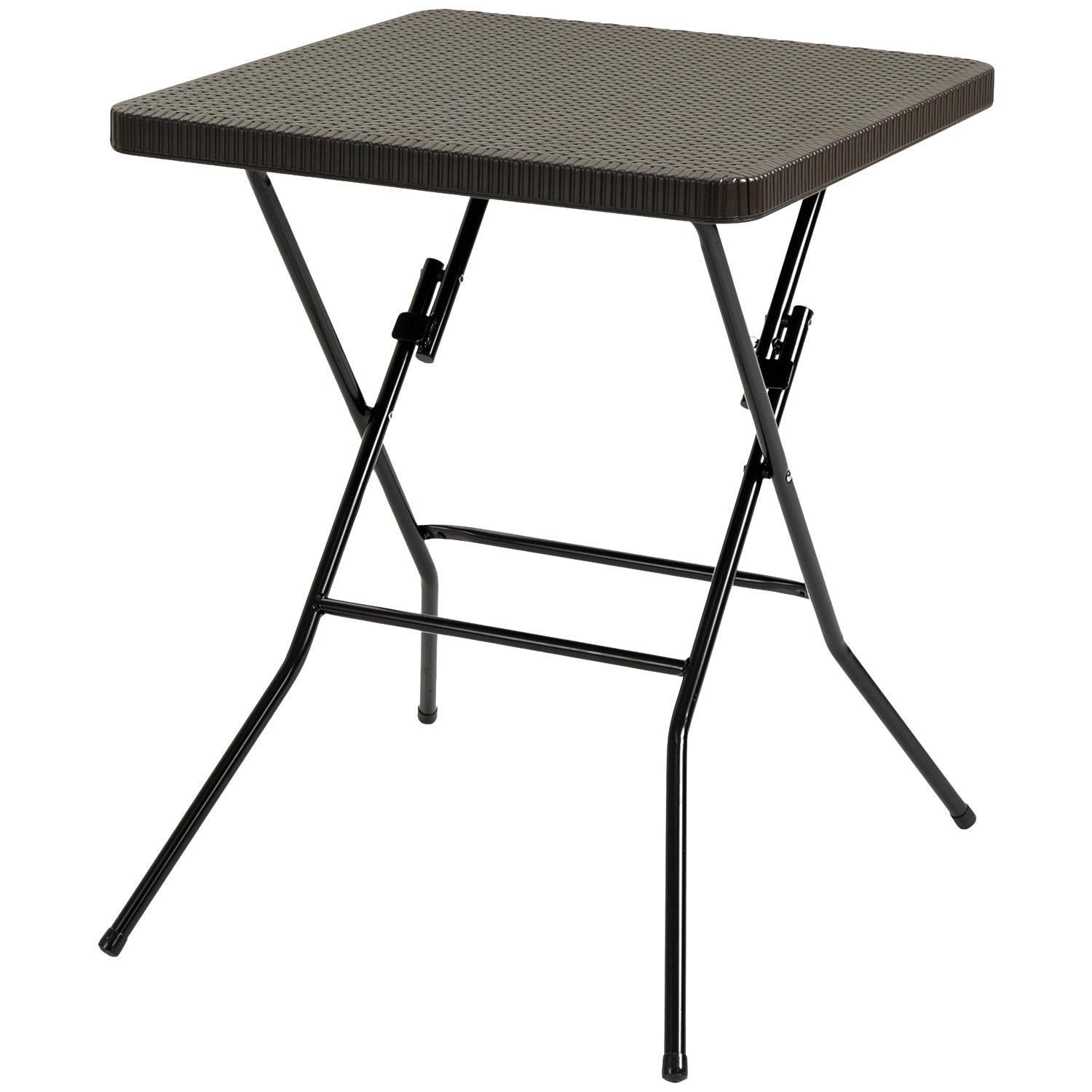 Fällbart trädgårdsbord, Plast & Metall, 60x60x74cm, Brun