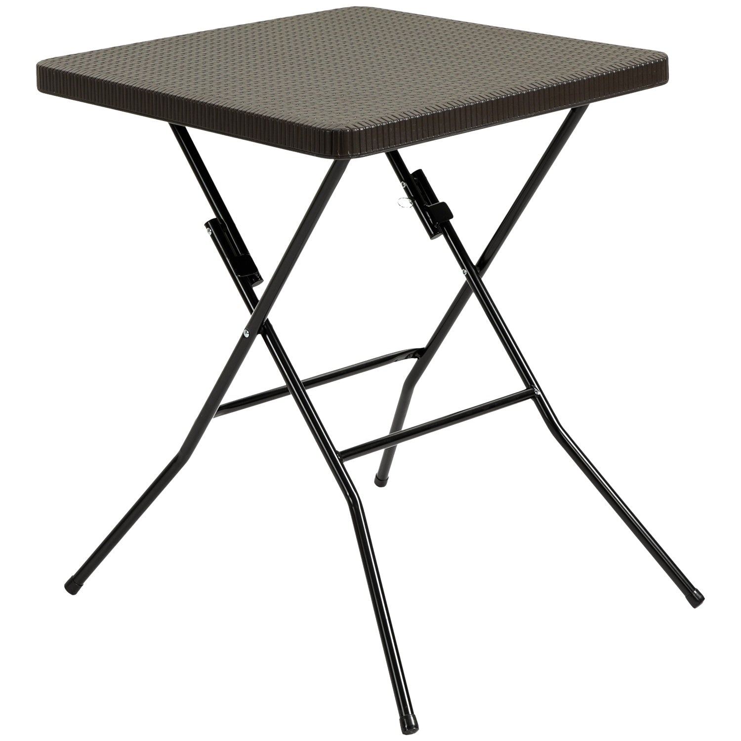 Fällbart trädgårdsbord, Plast & Metall, 60x60x74cm, Brun