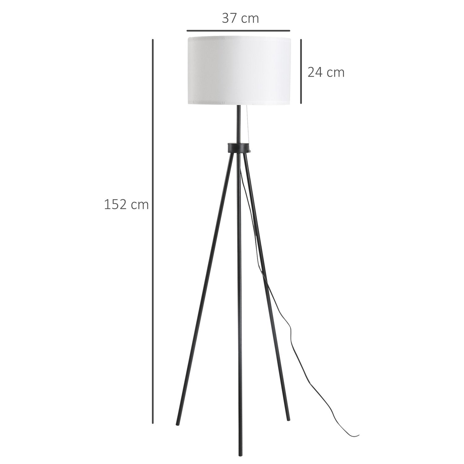 Gulvlampe Moderne gulvlampe E27, stål og polyester, svart og hvit, 37X37X152Cm