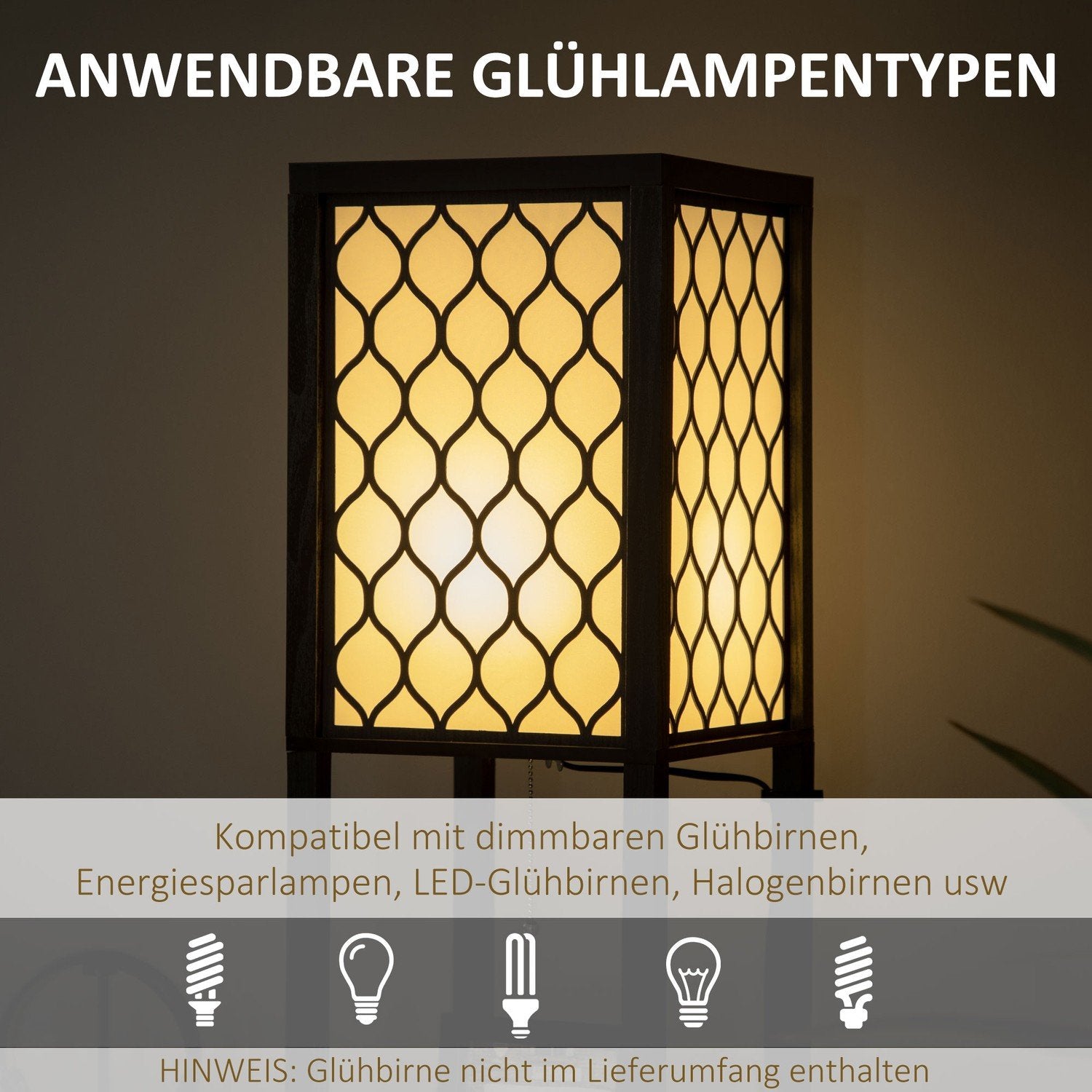 Gulvlampe Med Hylle Og Dobbel Lys, 40W, E27, Glidelås, Til Stue, Soverom