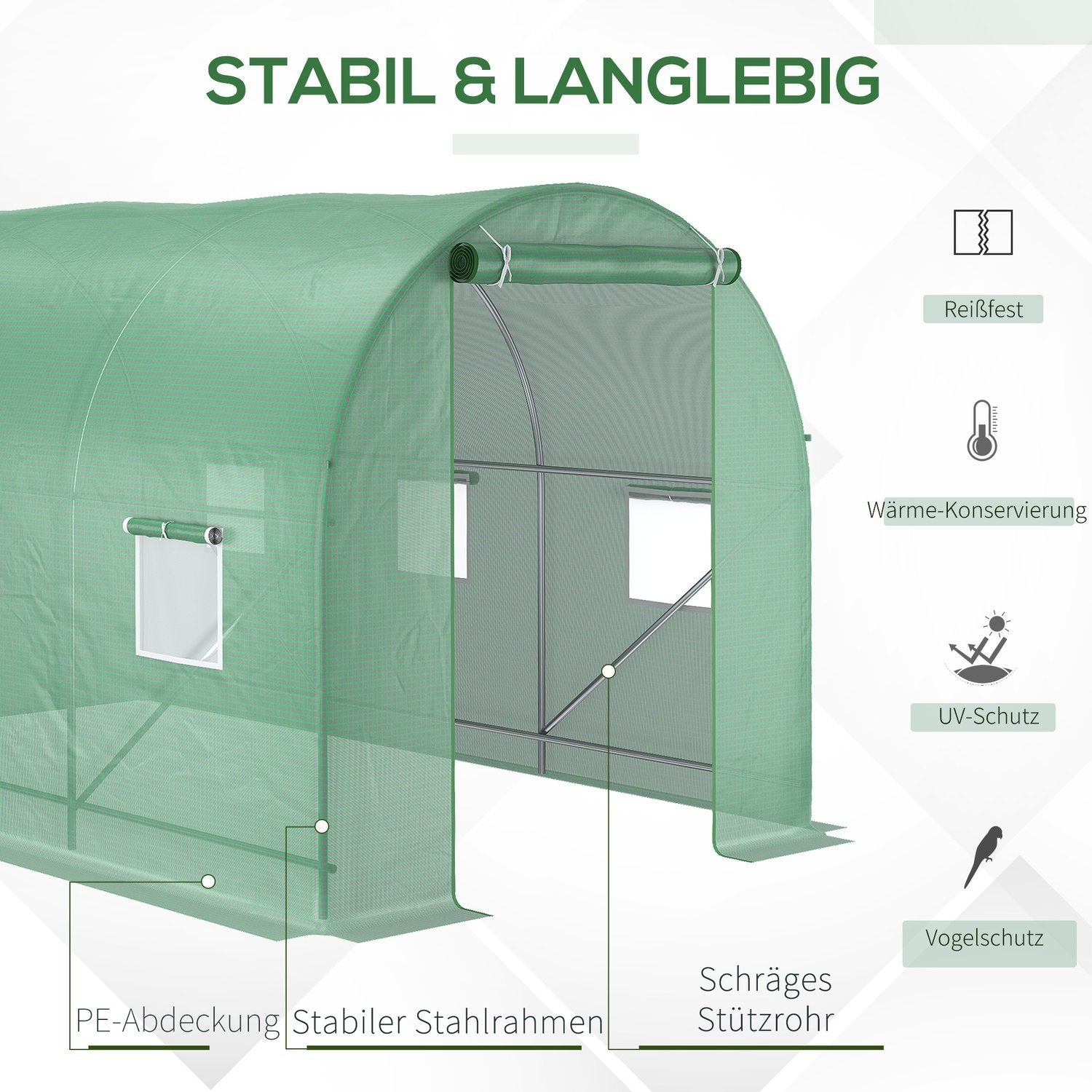 Folie Drivhus Tomat Drivhus Drivhus Folie Tunnel Kald Ramme Med Vindu Grønn 350 X 200 X 200 Cm