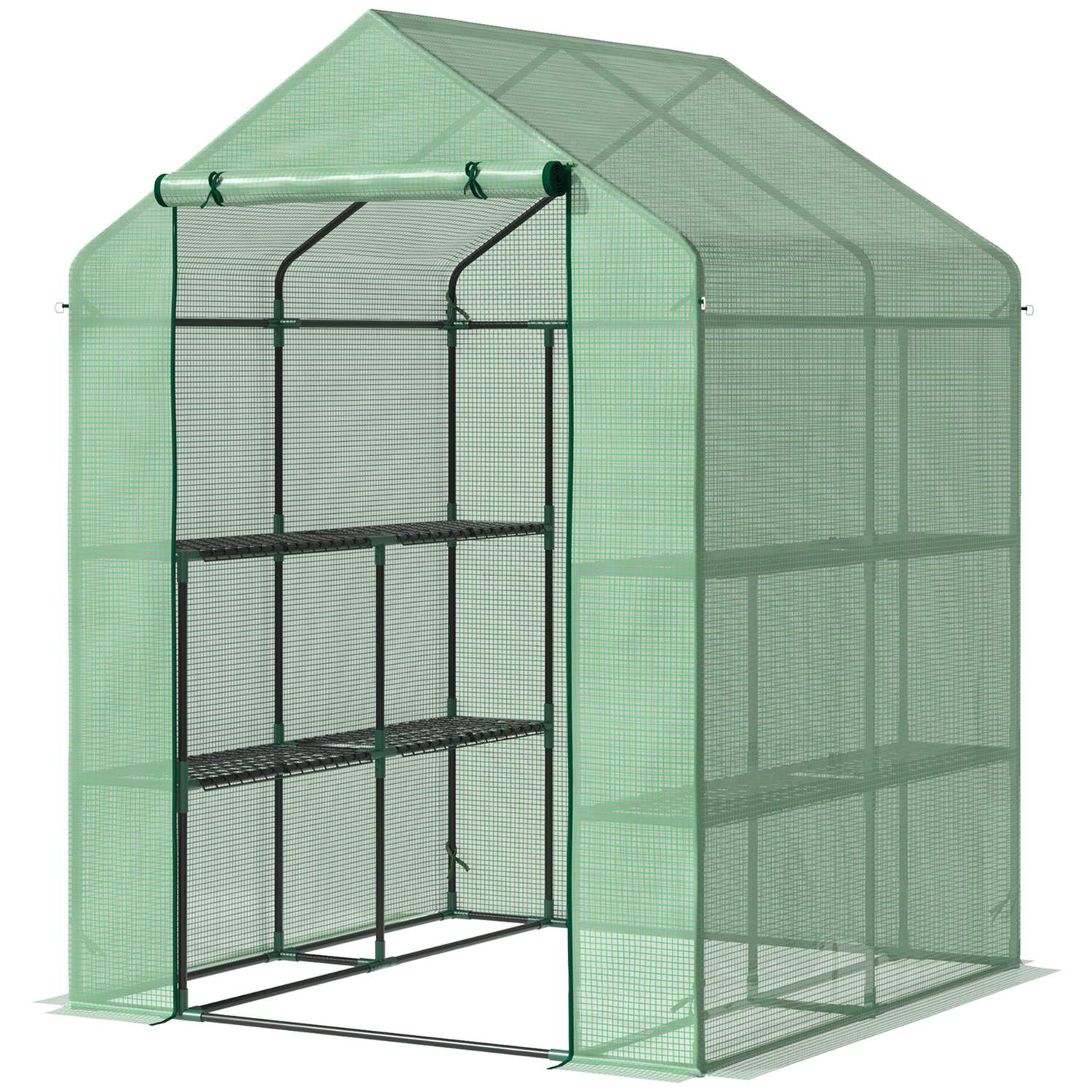 Walk-In Greenhouse - 8 hyllor, stålram, PE-kåpa