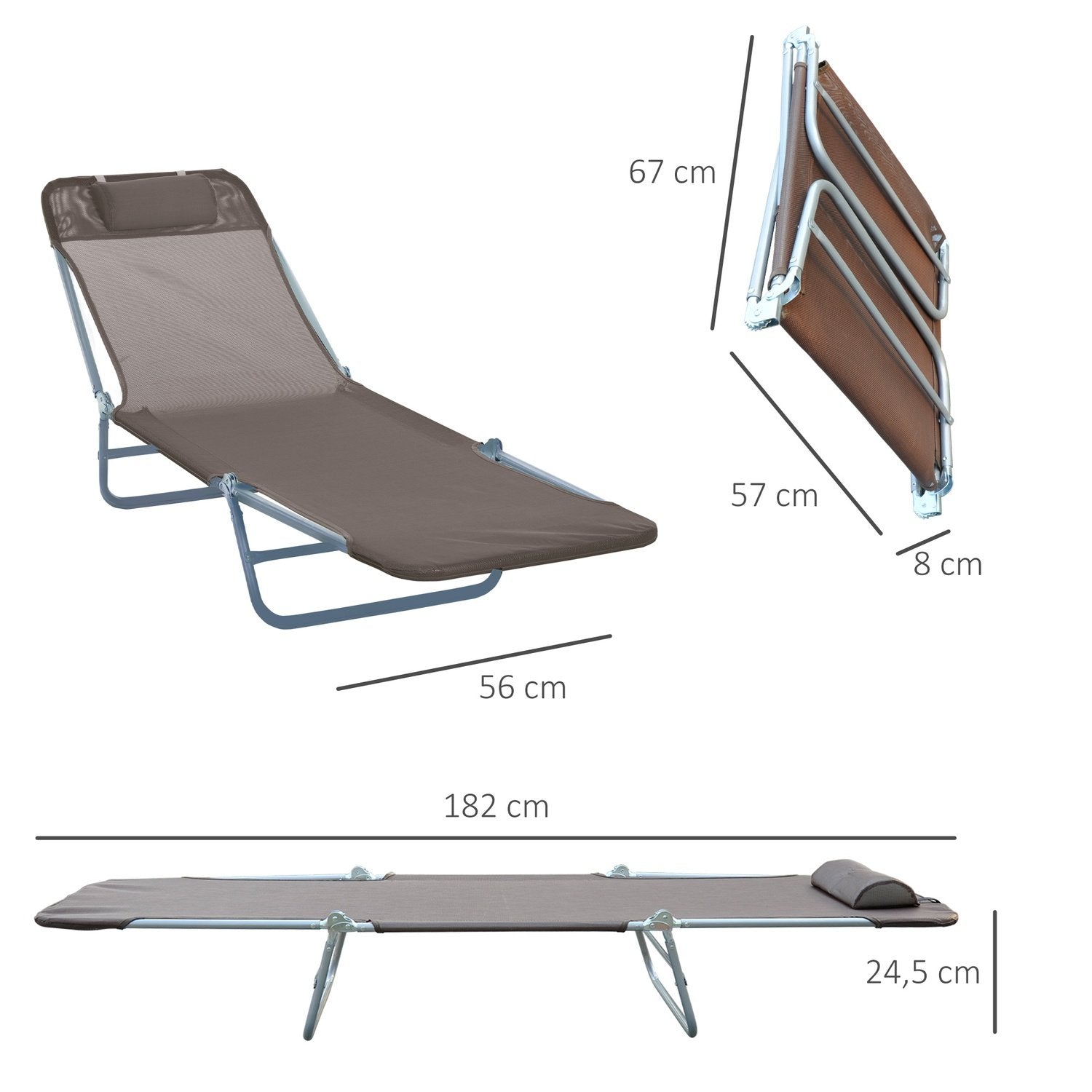 Solstol, hagestol, relaxstol, baderomsstol, tobent solstol, brun til hage og terrasse