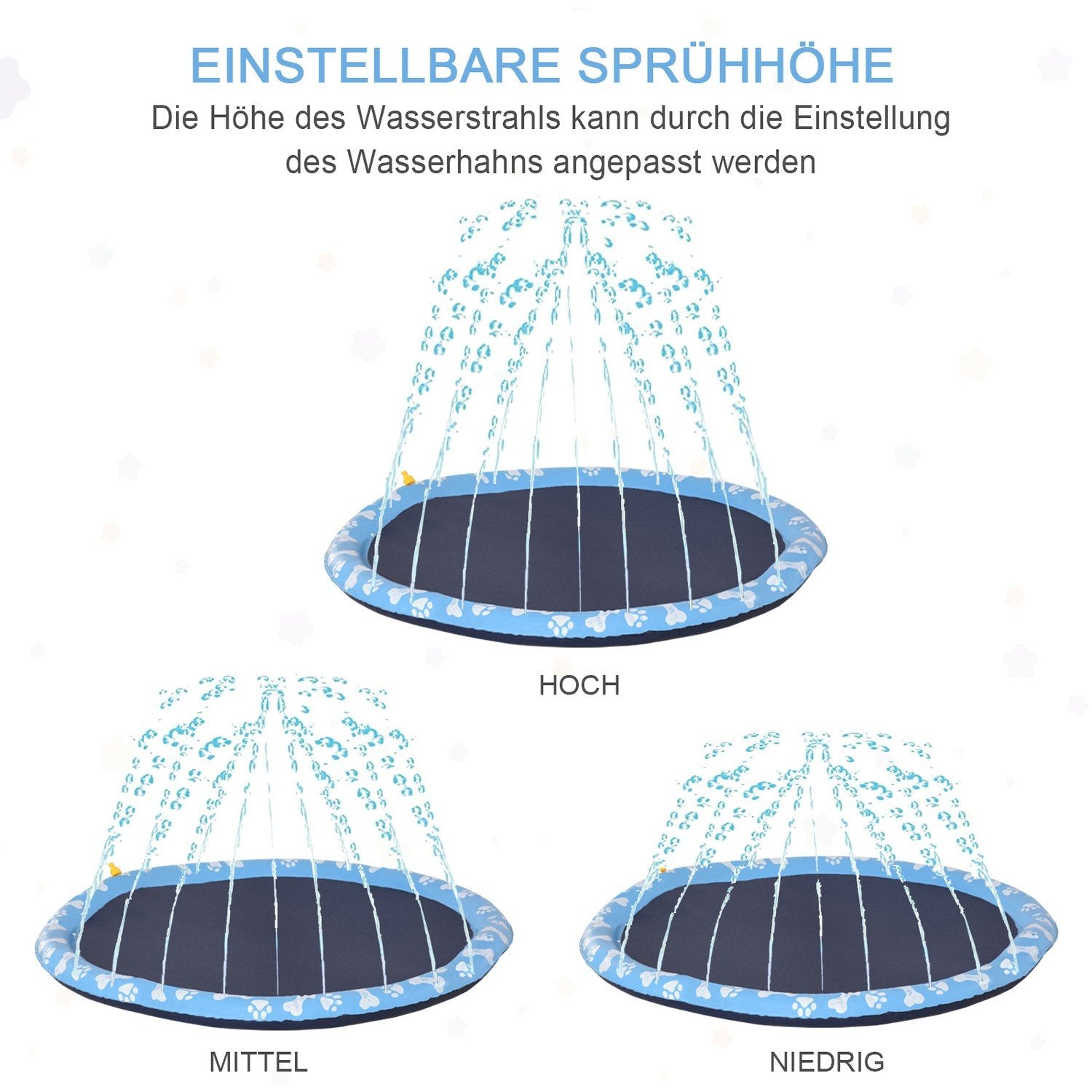 Splash Sprinkler Pad 150 Cm Splash Water Lekematte For Hunder, Vann Sprinkler, Anti-Skli, Utendørs, Pvc, Blå