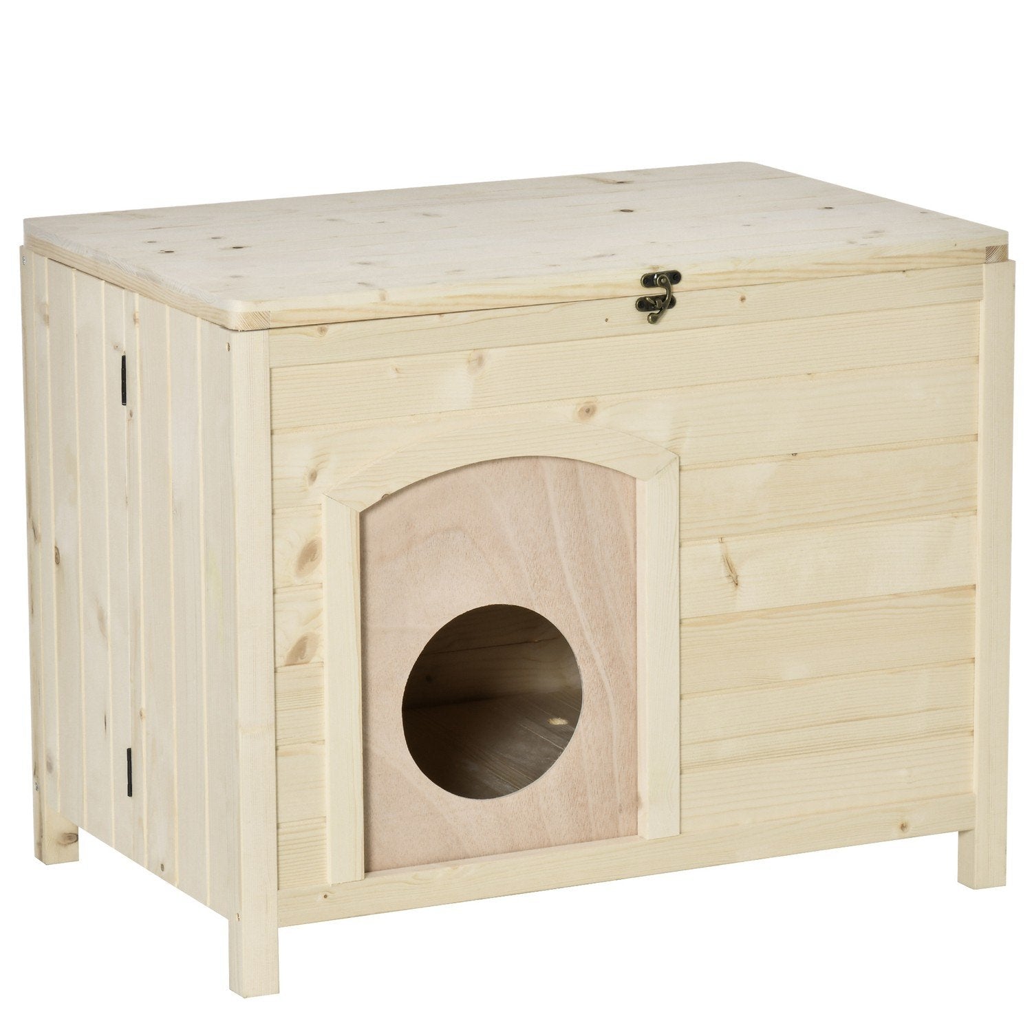 Hundkennel Hopfällbart Hundhus Av Massivt Trä, Naturligt, 78X51X62Cm