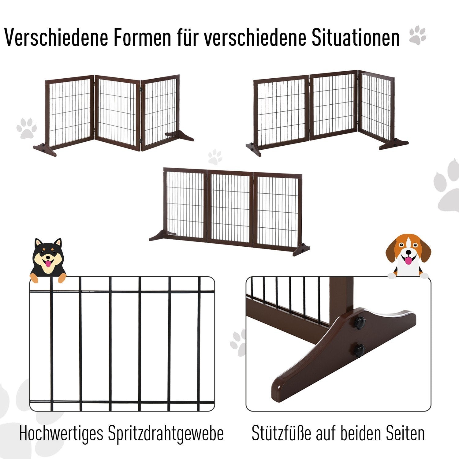 Dog Gate Barrier Tillverkad Av Furu, Fristående, Brun, 185X36X71Cm