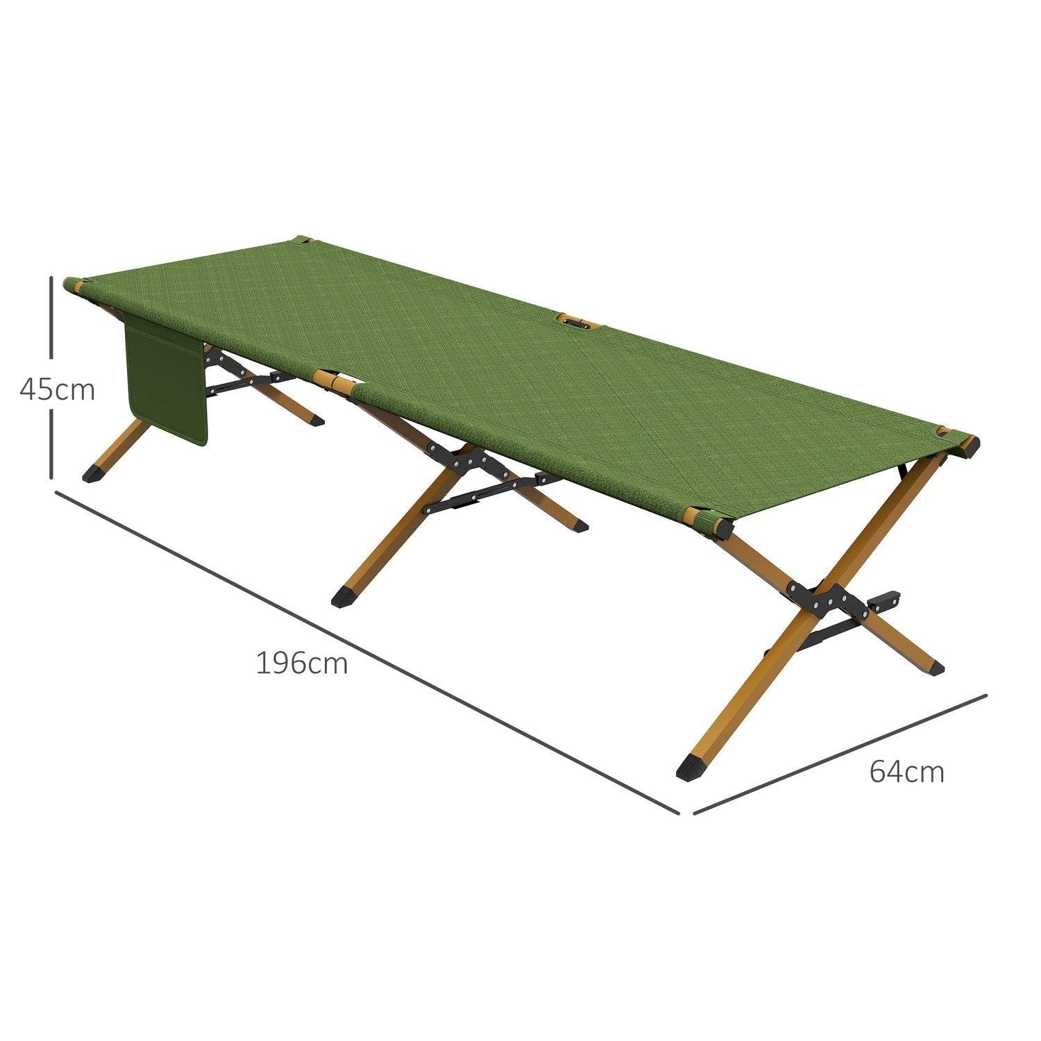 Solstol Hopfällbar Trädgårdsstol Med Sidoficka, Relax Solstol För Trädgård & Balkong, Oxford, Mörkgrön, 196X64X45Cm