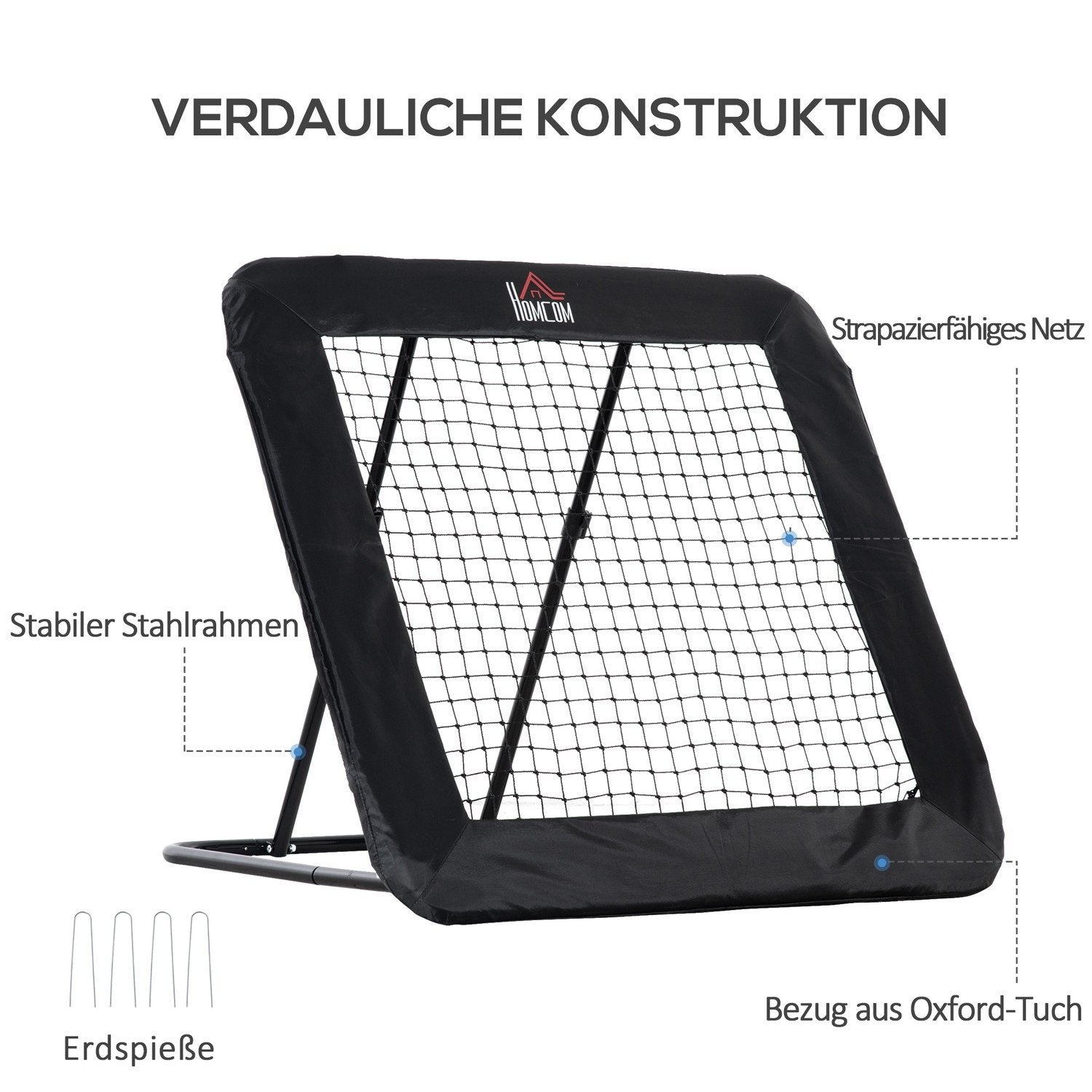 Vikbart Fotbollsmål, Fotbollsrebounder, Rebound-Vägg, Nät För Multisport, 5-Nivå Justerbar, 128X118X108-120Cm