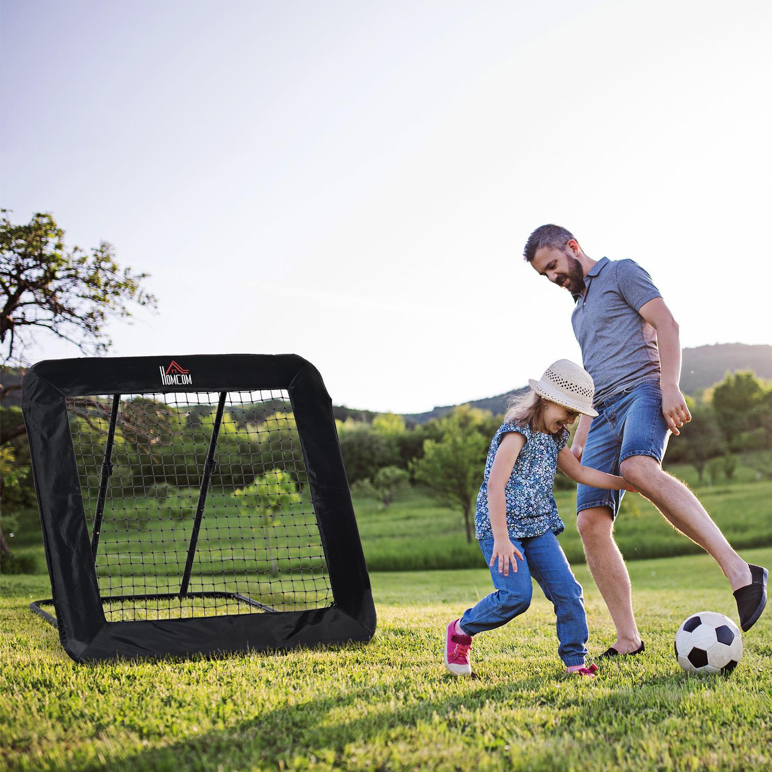 Vikbart Fotbollsmål, Fotbollsrebounder, Rebound-Vägg, Nät För Multisport, 5-Nivå Justerbar, 128X118X108-120Cm