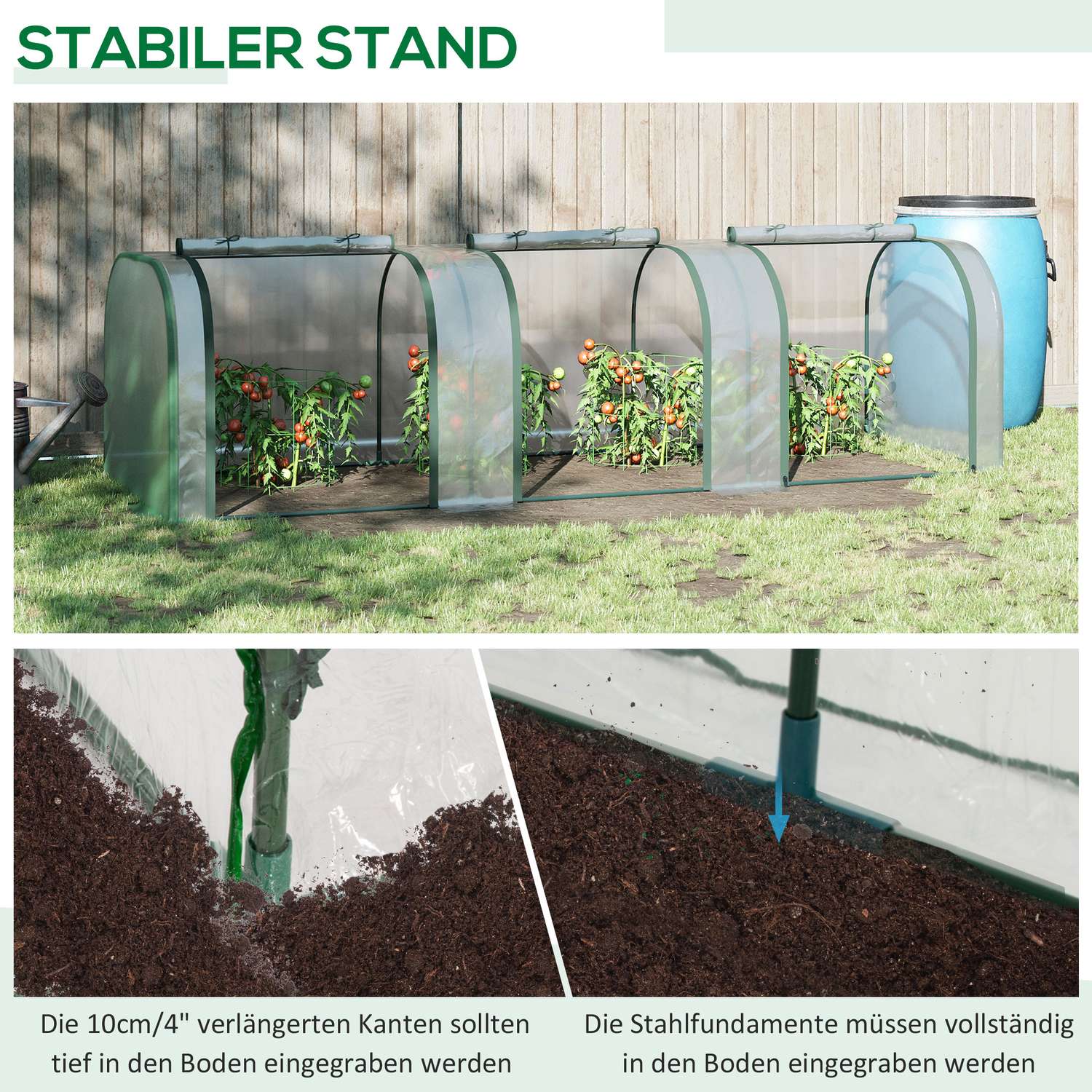 Folie Växthus Med Dörr, Stålram, 295 x 100 x 80 Cm