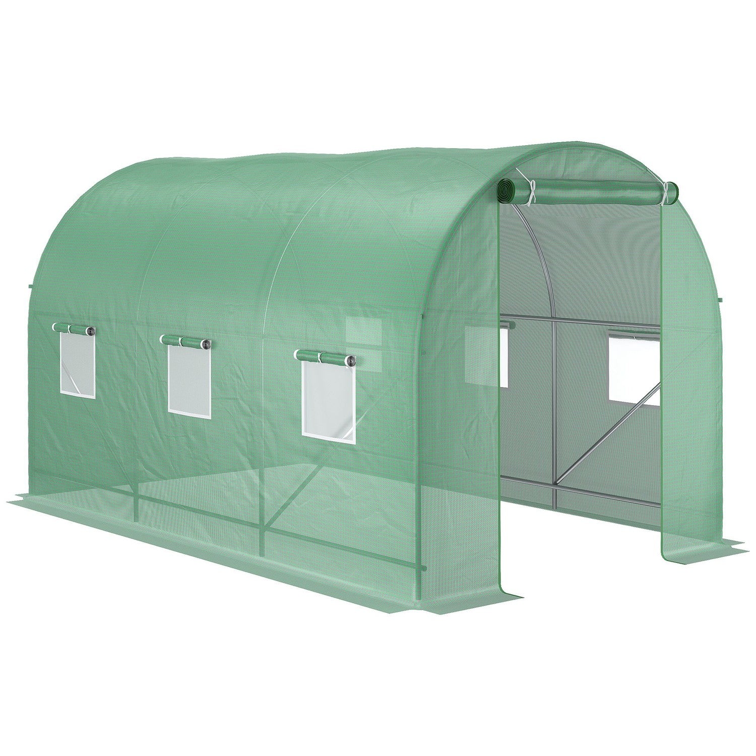 Växthusfolietunnel med fönster, 350x200x200 cm, grön