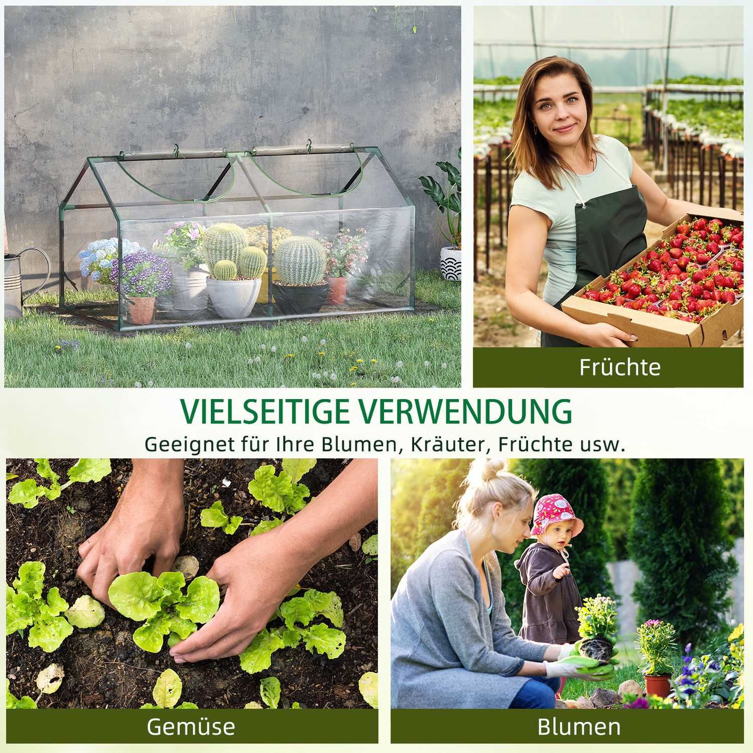 Transparent PVC-växthus med fönster – 120x60x60 cm