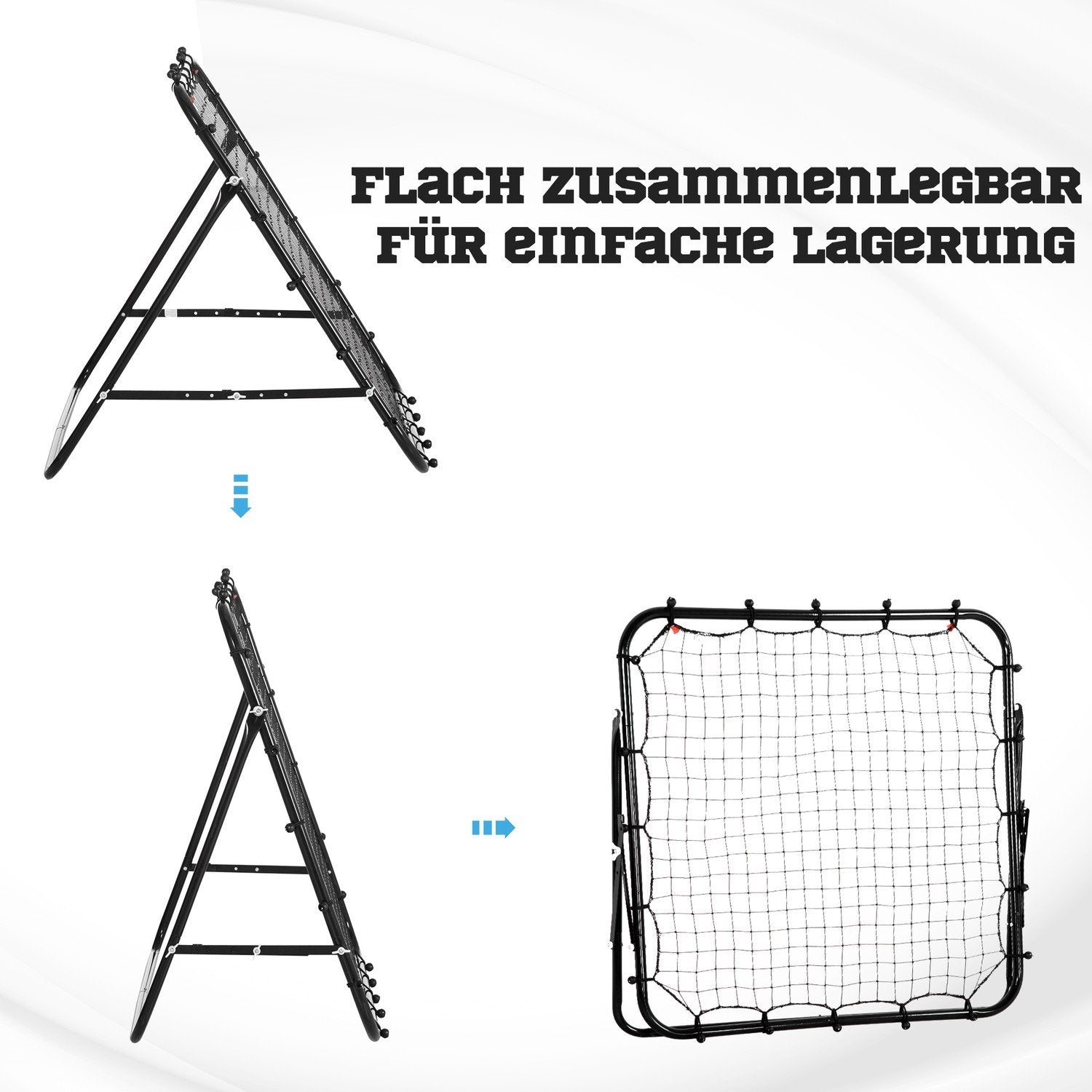 Football Rebounder Kickback Goal Rebound Veggnett laget av metallrør+Pe, 96X80X96 Cm, svart