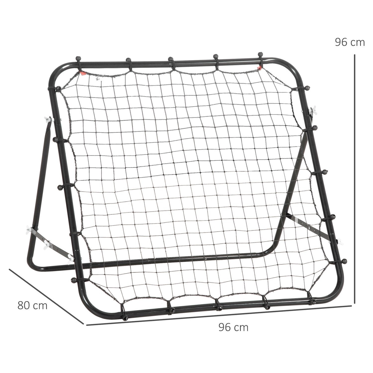 Football Rebounder Kickback Goal Rebound Veggnett laget av metallrør+Pe, 96X80X96 Cm, svart