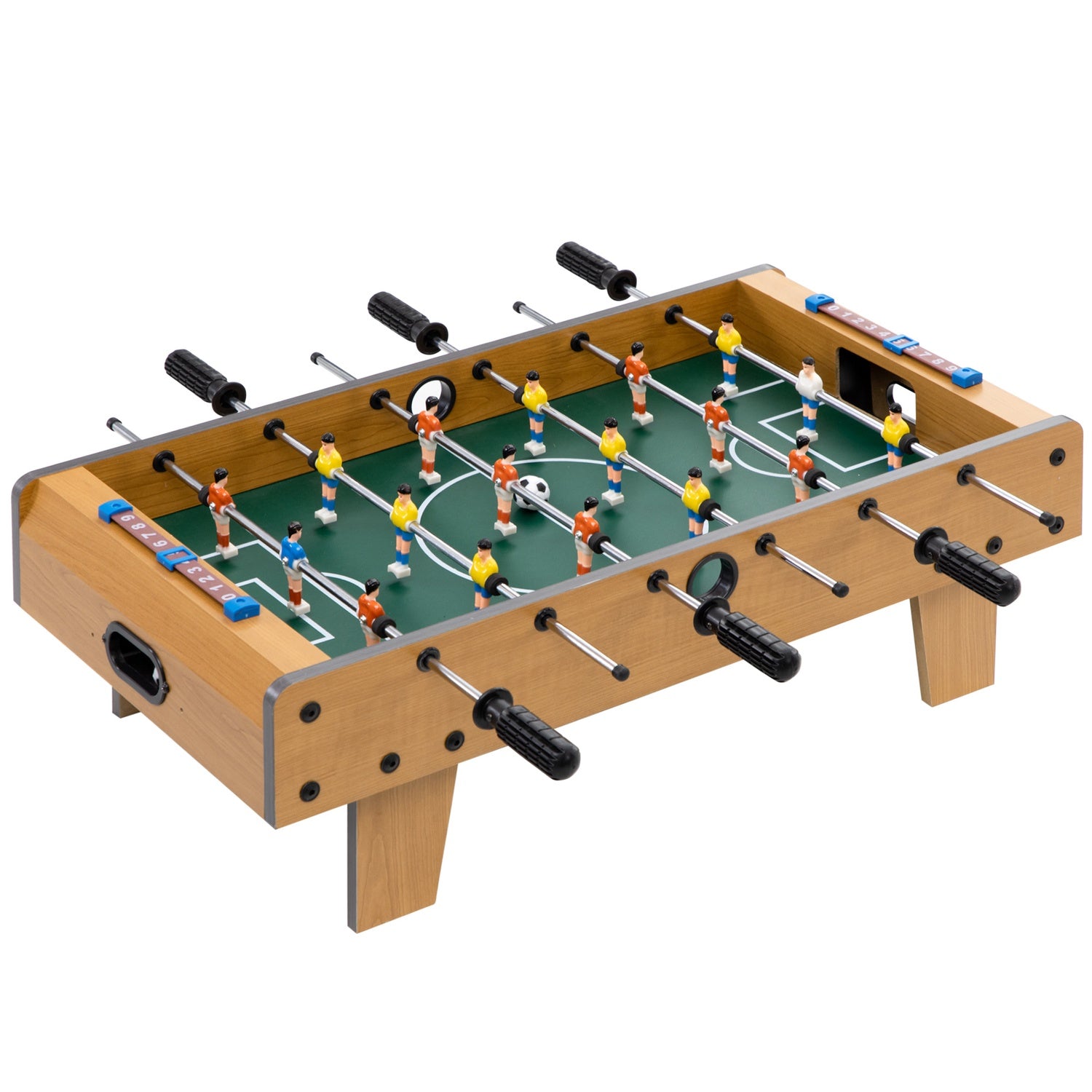 Fotbollsbordsset, kompakt trädesign, 2 bollar, resultattavlor