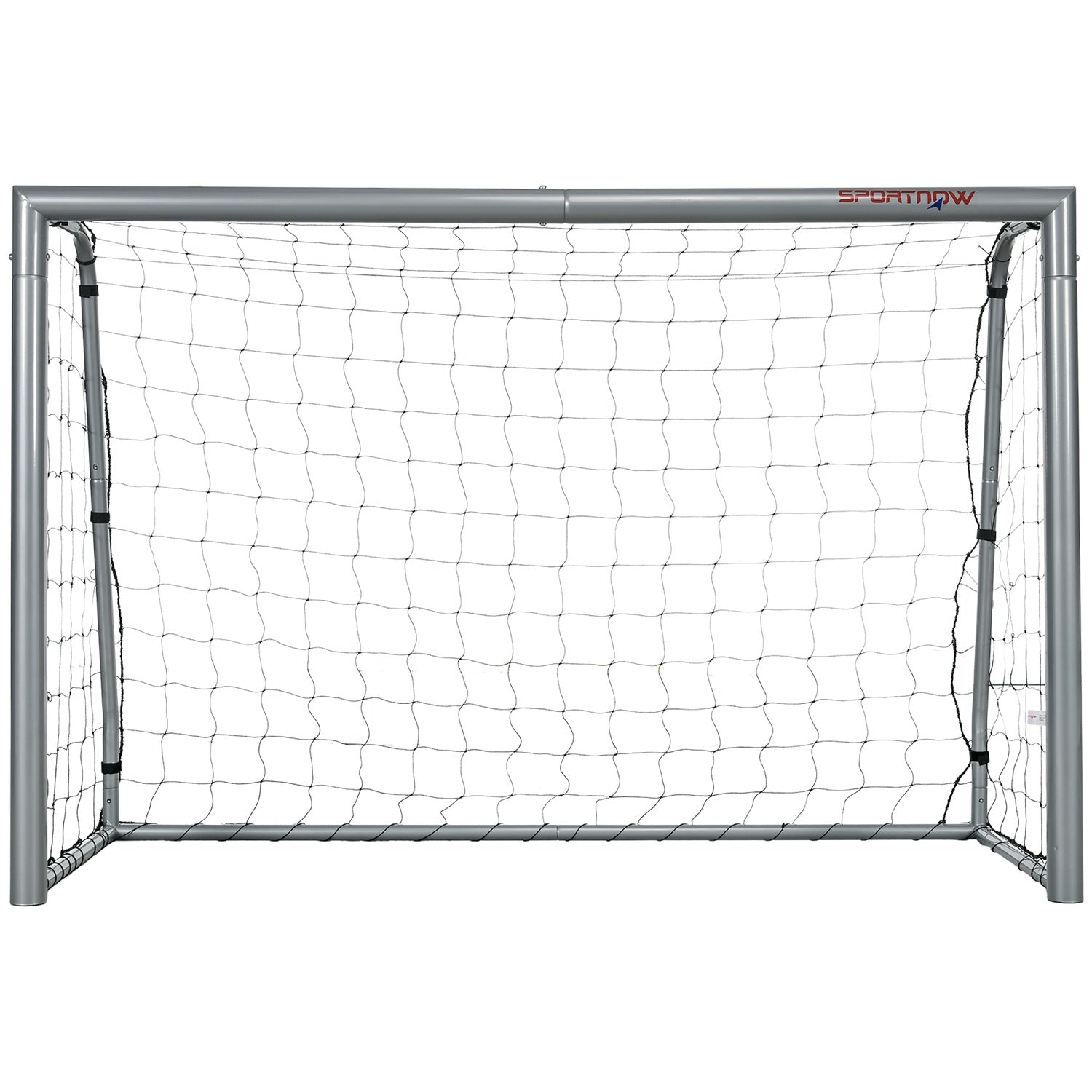 Fotbollsmål i stål med PE Mesh, 240x85x160 cm, Grå